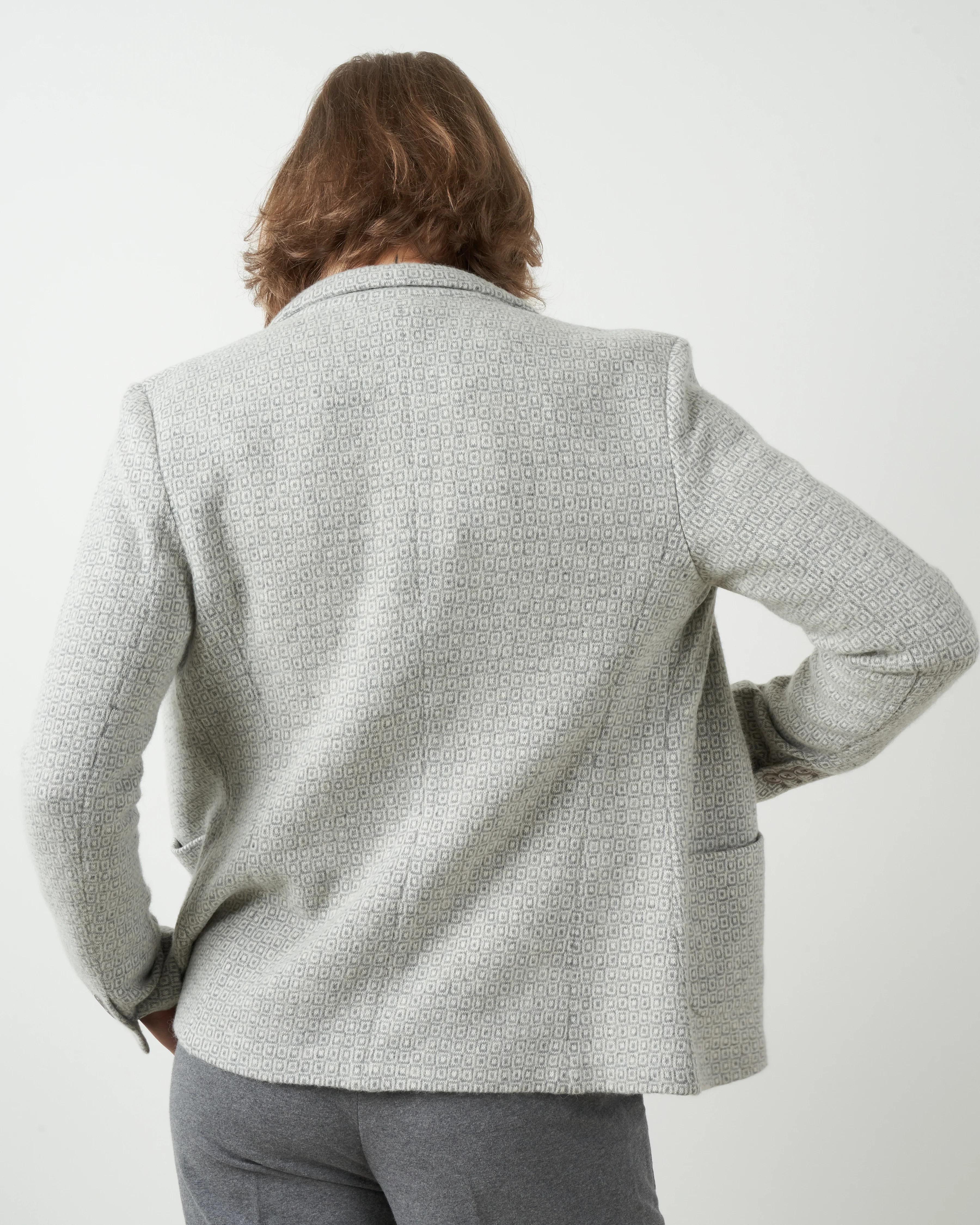 short wool jacquard jacket - perla - Image 3
