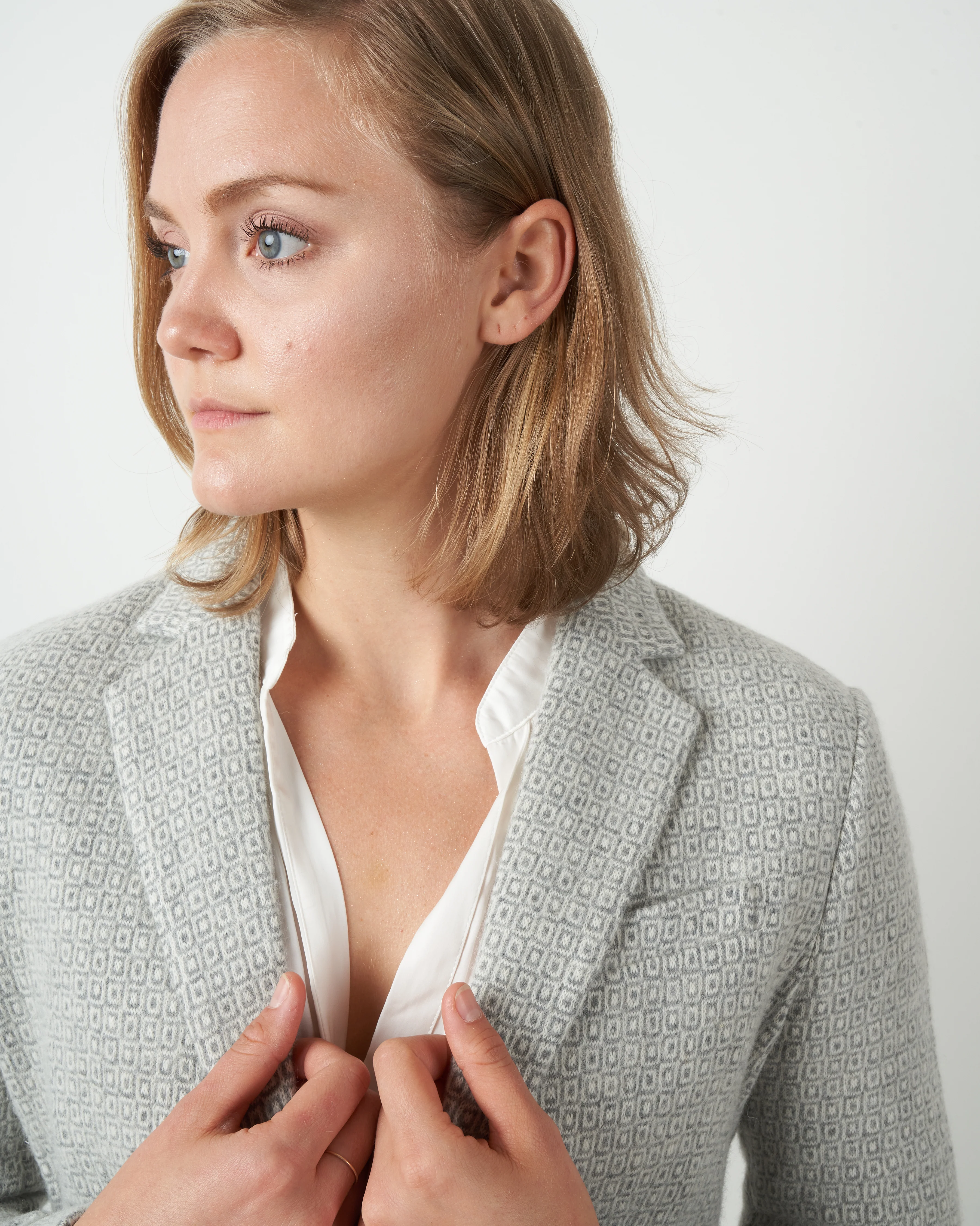 short wool jacquard jacket - perla - Image 5