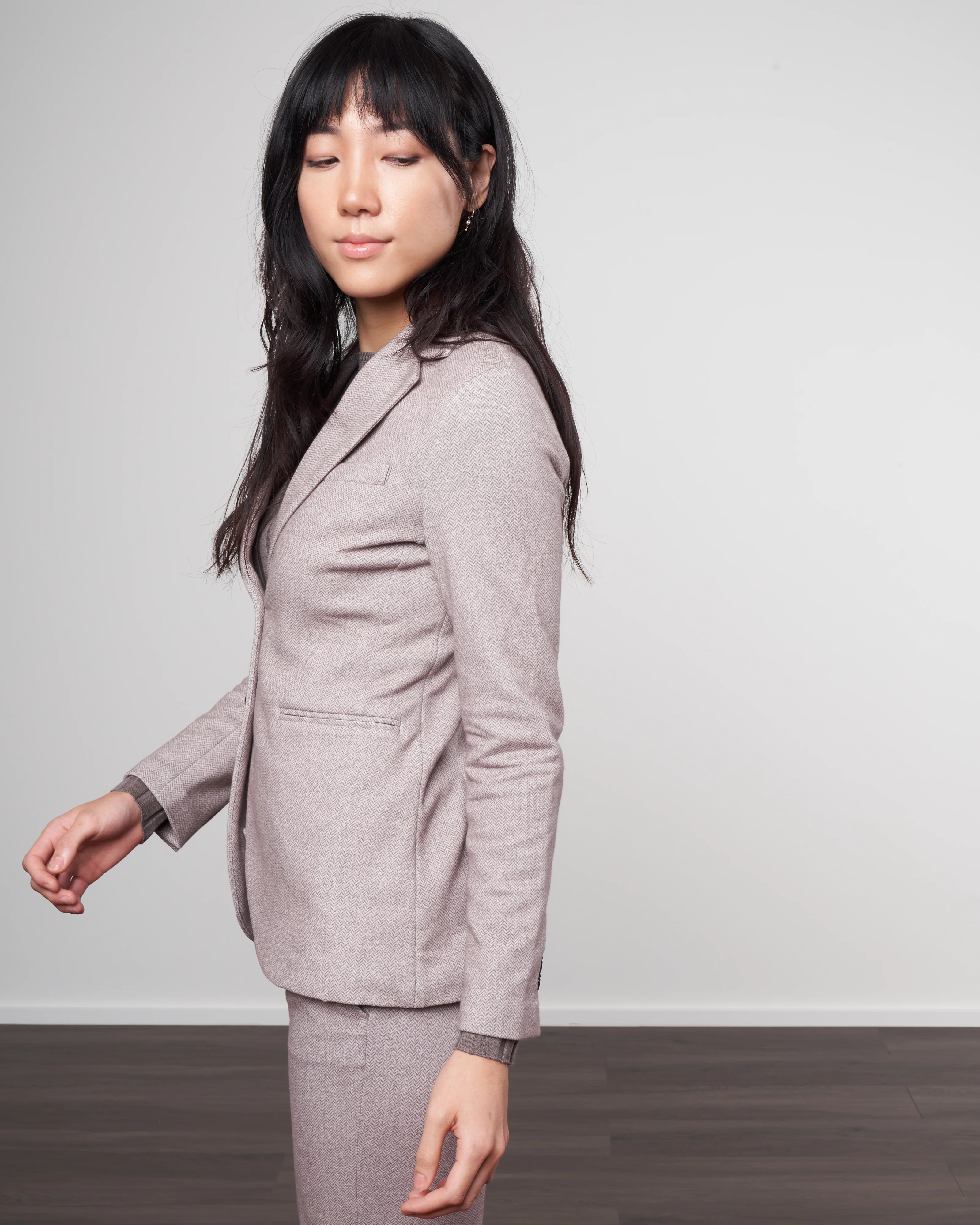 slim long herringbone jacket - agnello - Image 3