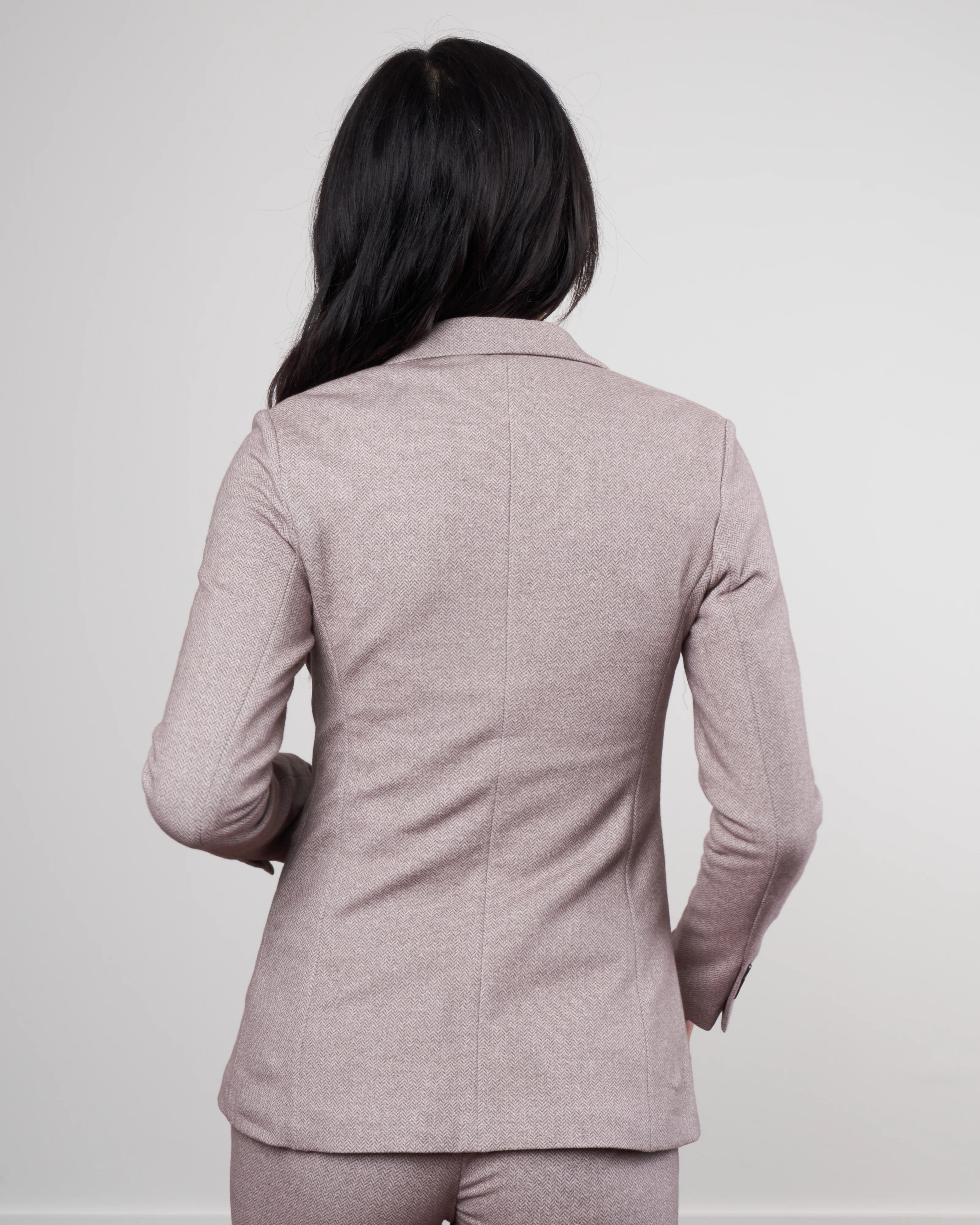 slim long herringbone jacket - agnello - Image 4