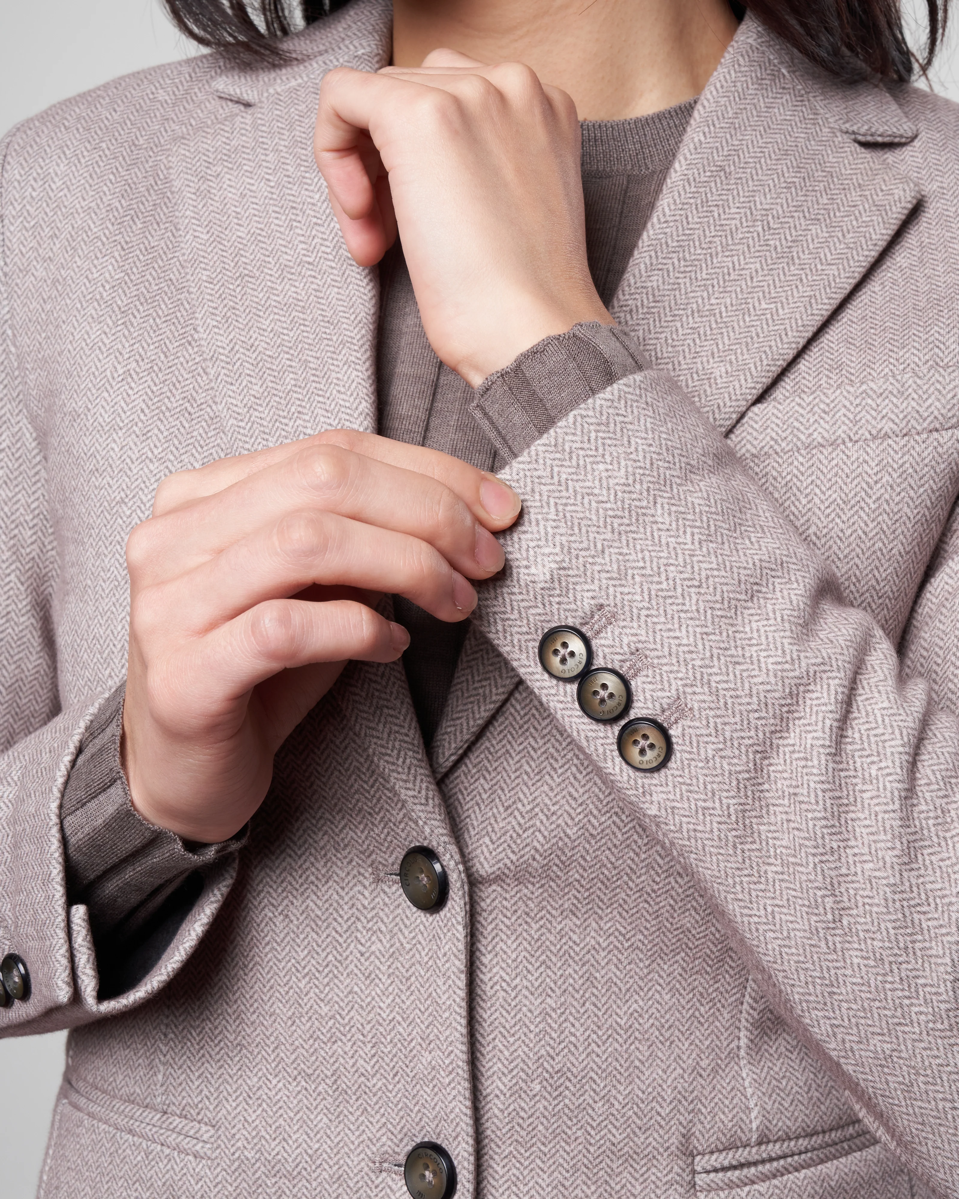 slim long herringbone jacket - agnello - Image 5