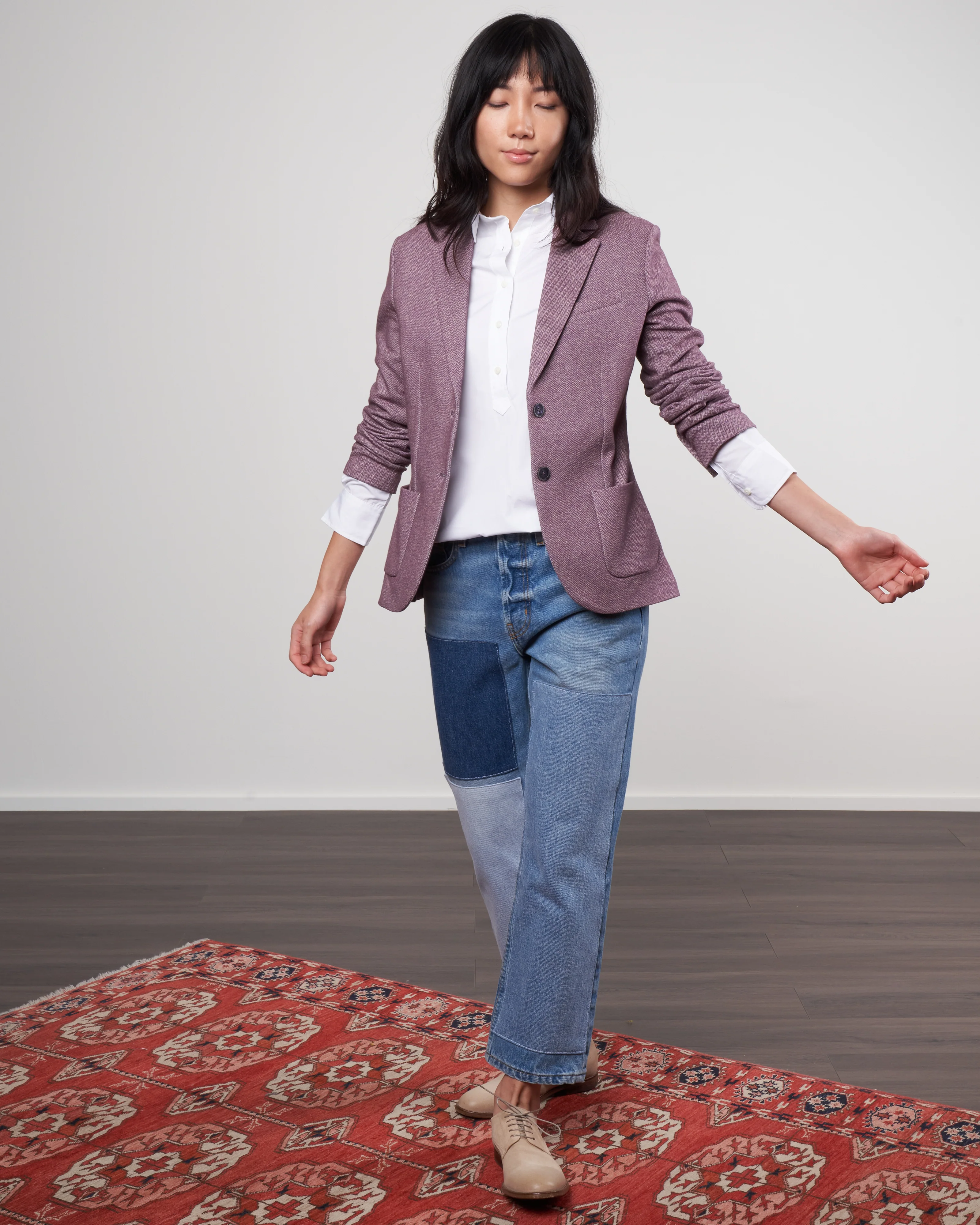 slim micro herringbone - melanzana - Image 2