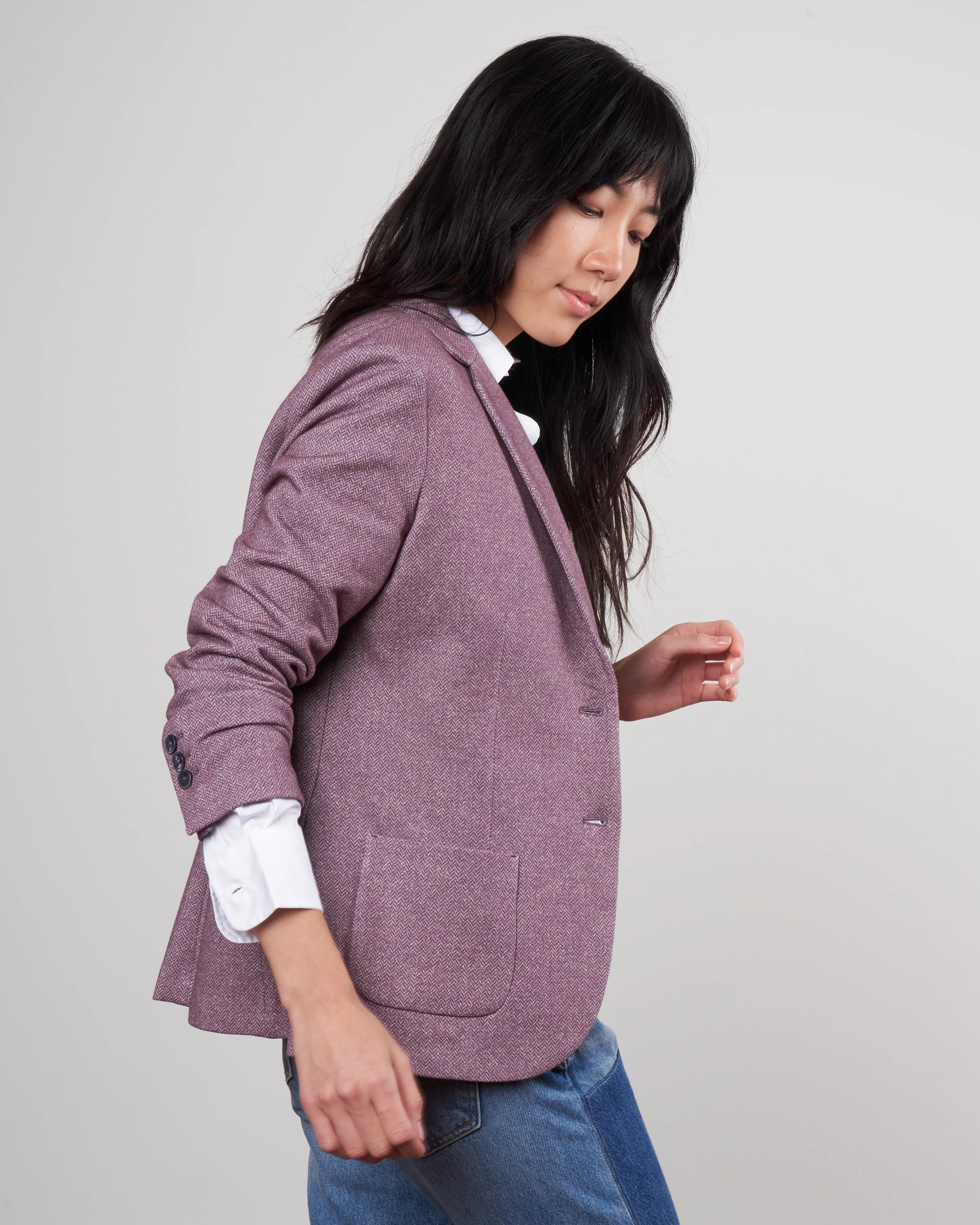 slim micro herringbone - melanzana - Image 4