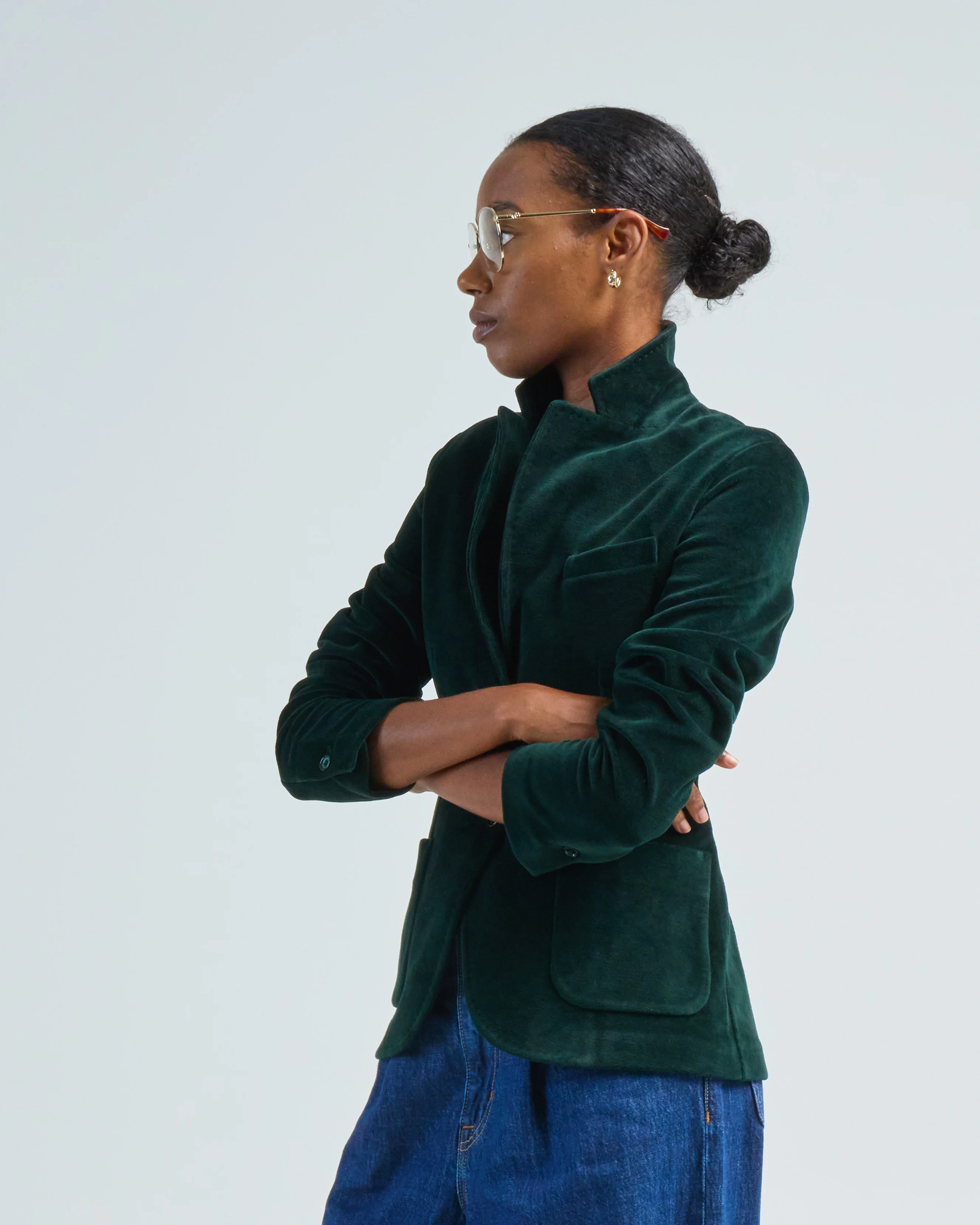 velour short slim fit blazer - Image 2