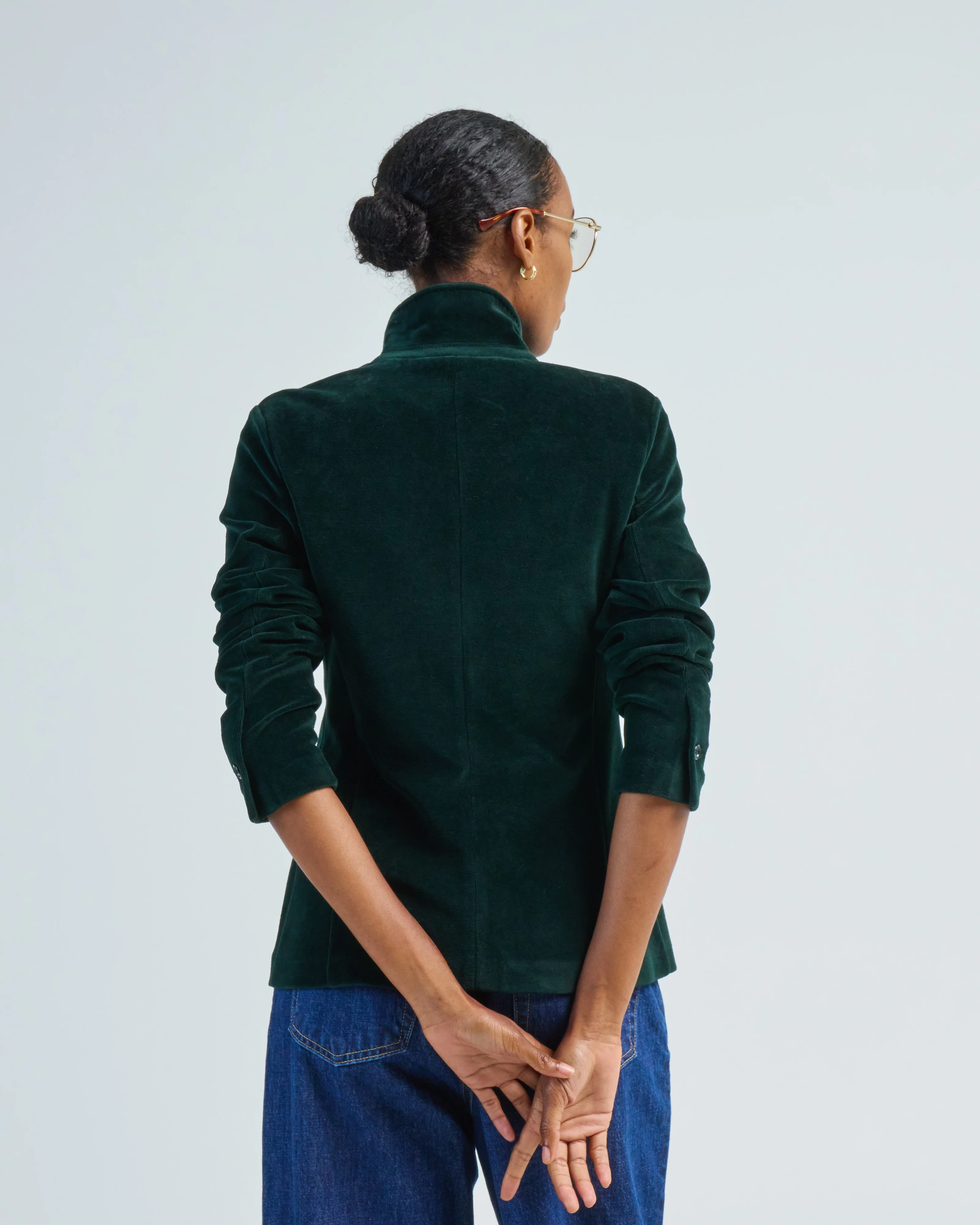 velour short slim fit blazer - Image 3