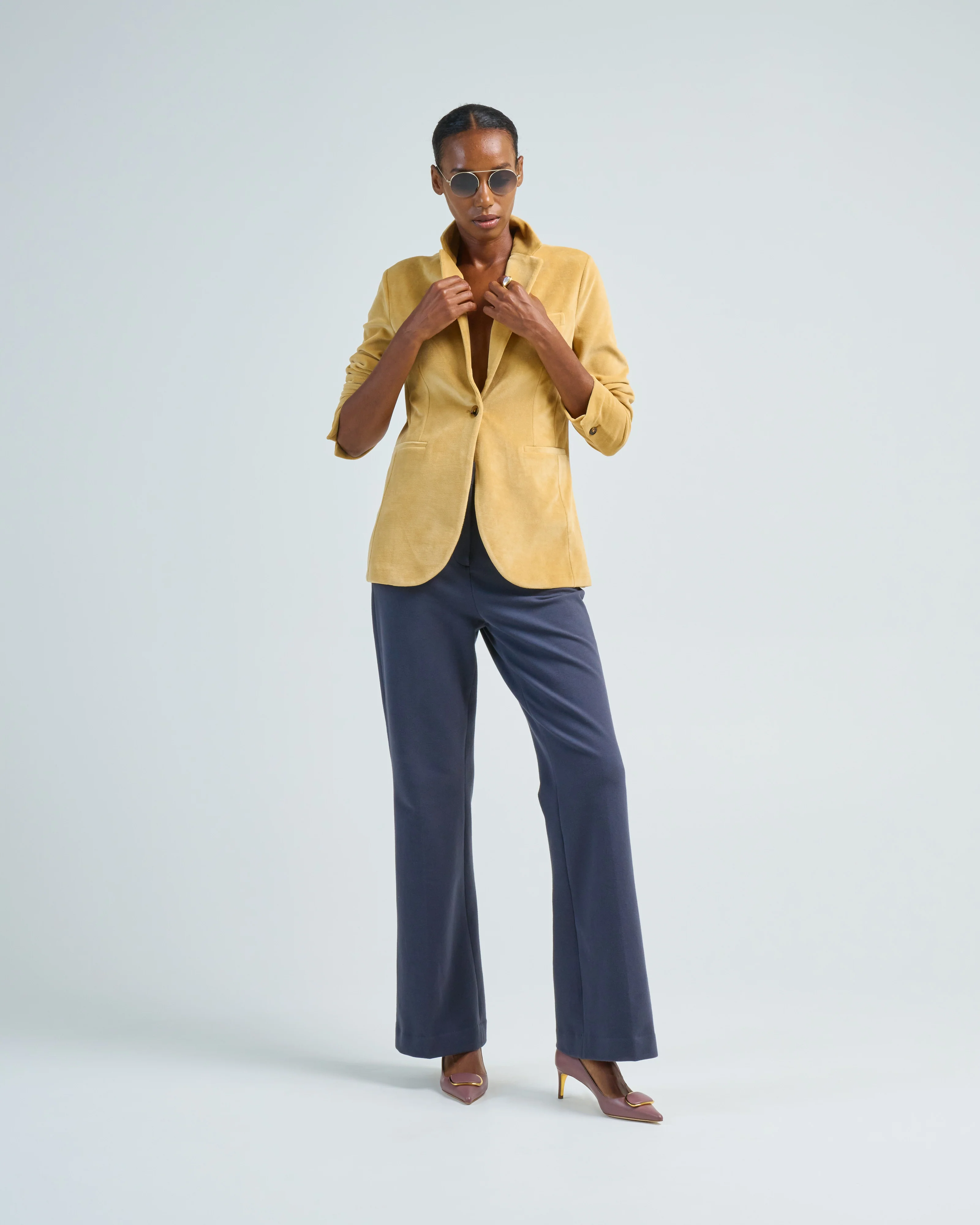 velour slim long blazer - Image 2