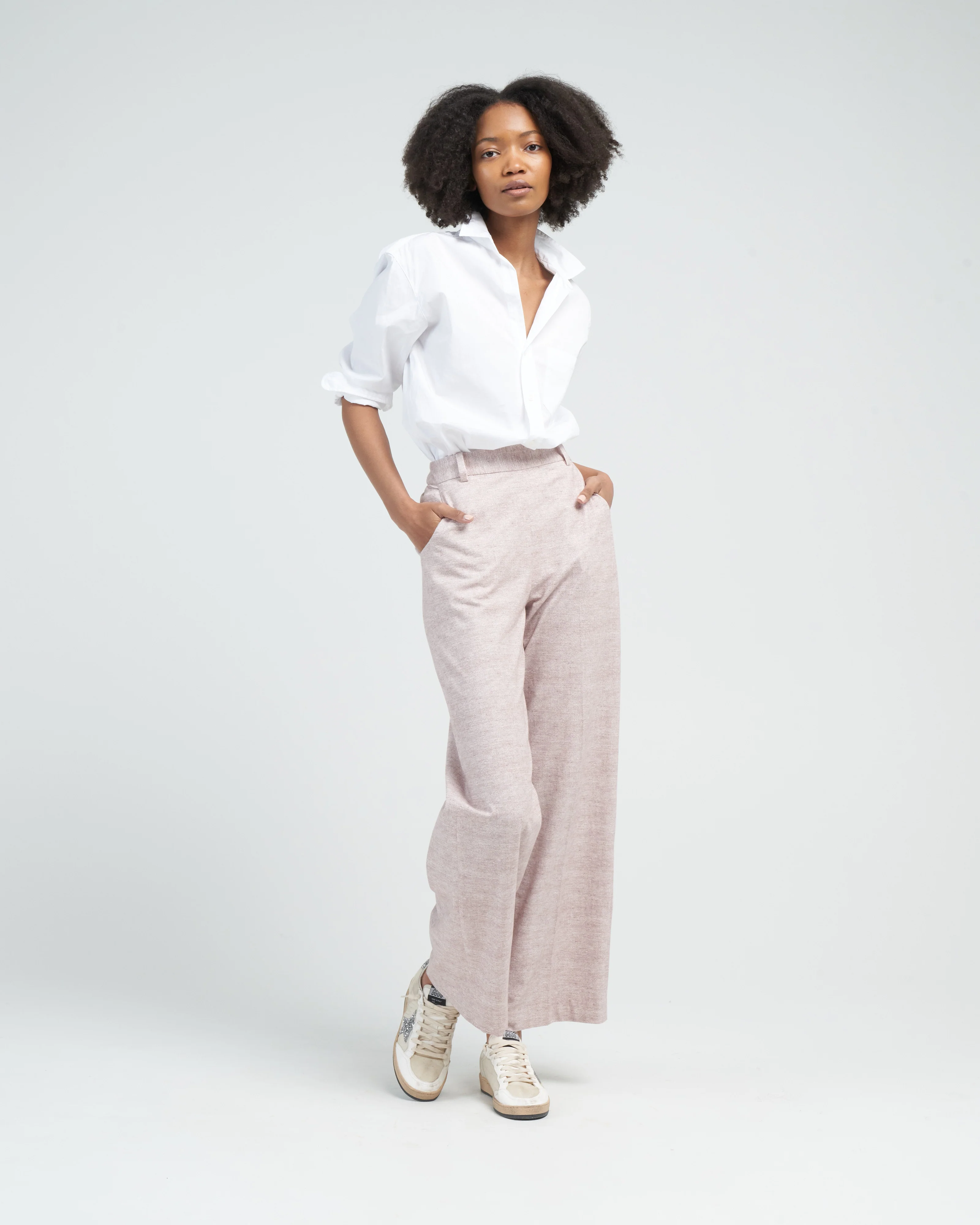 wide leg weft linen jersey pant - orzo - Image 2