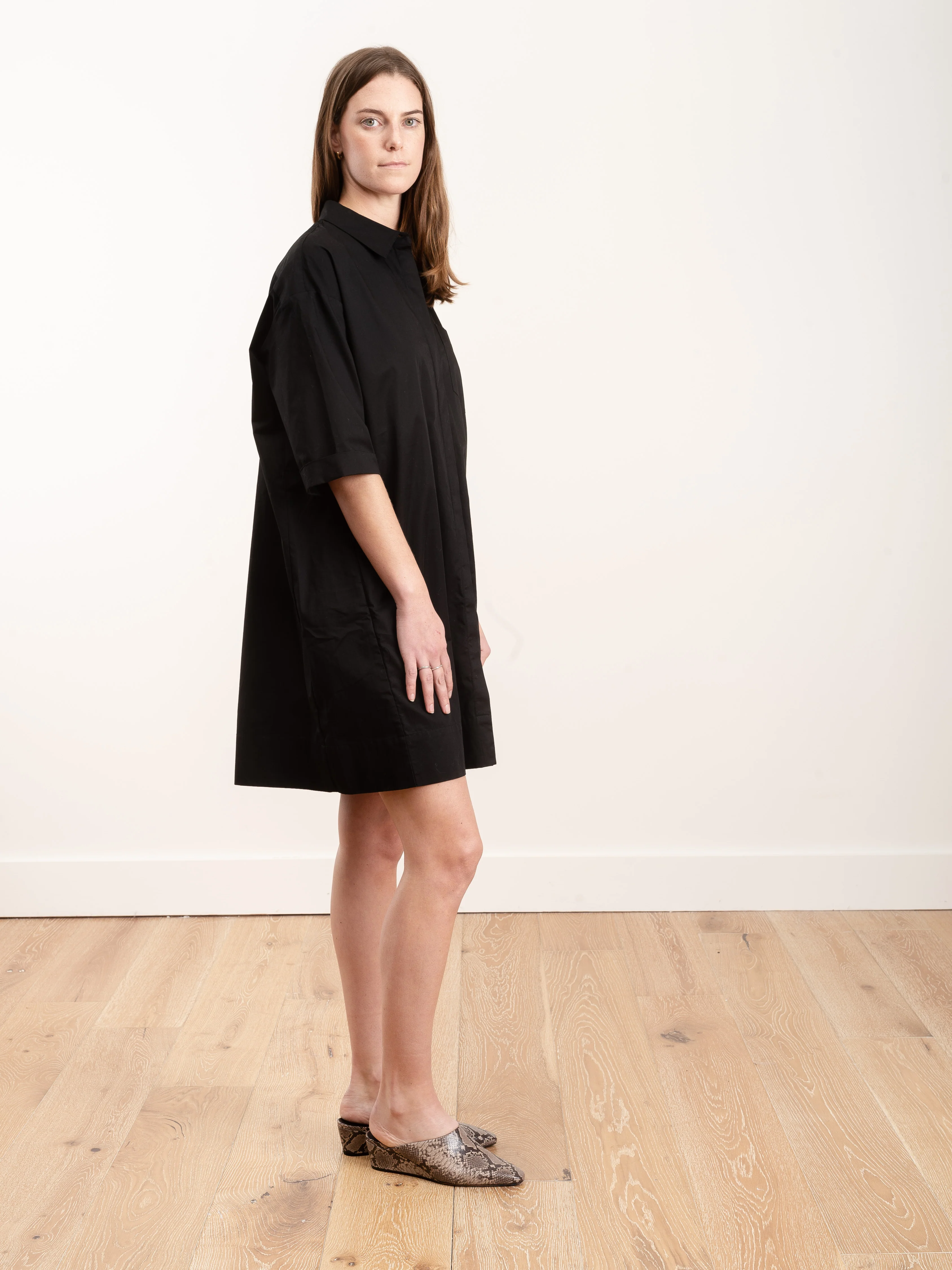 cotton shirtdress - black - Image 3