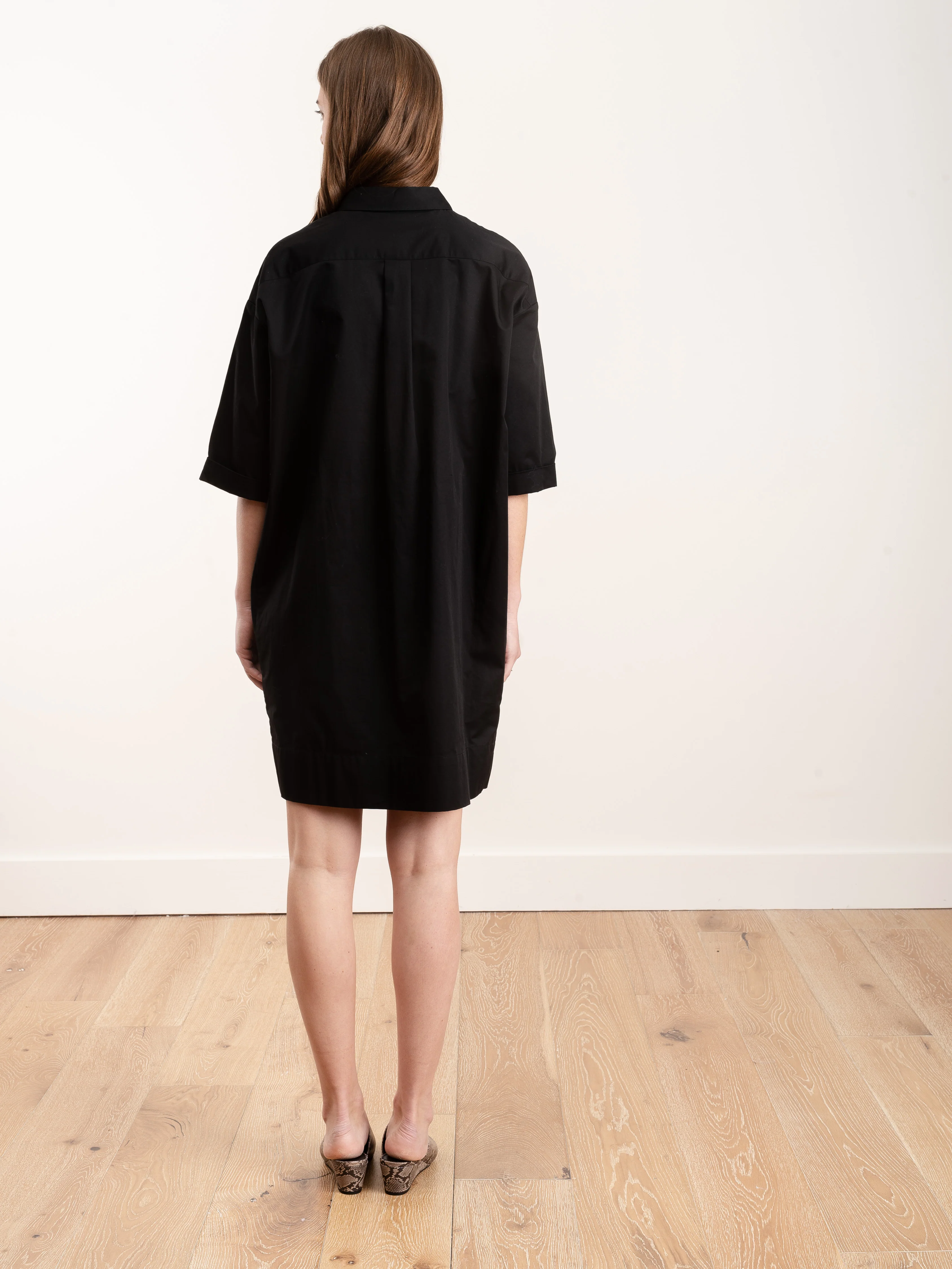 cotton shirtdress - black - Image 4