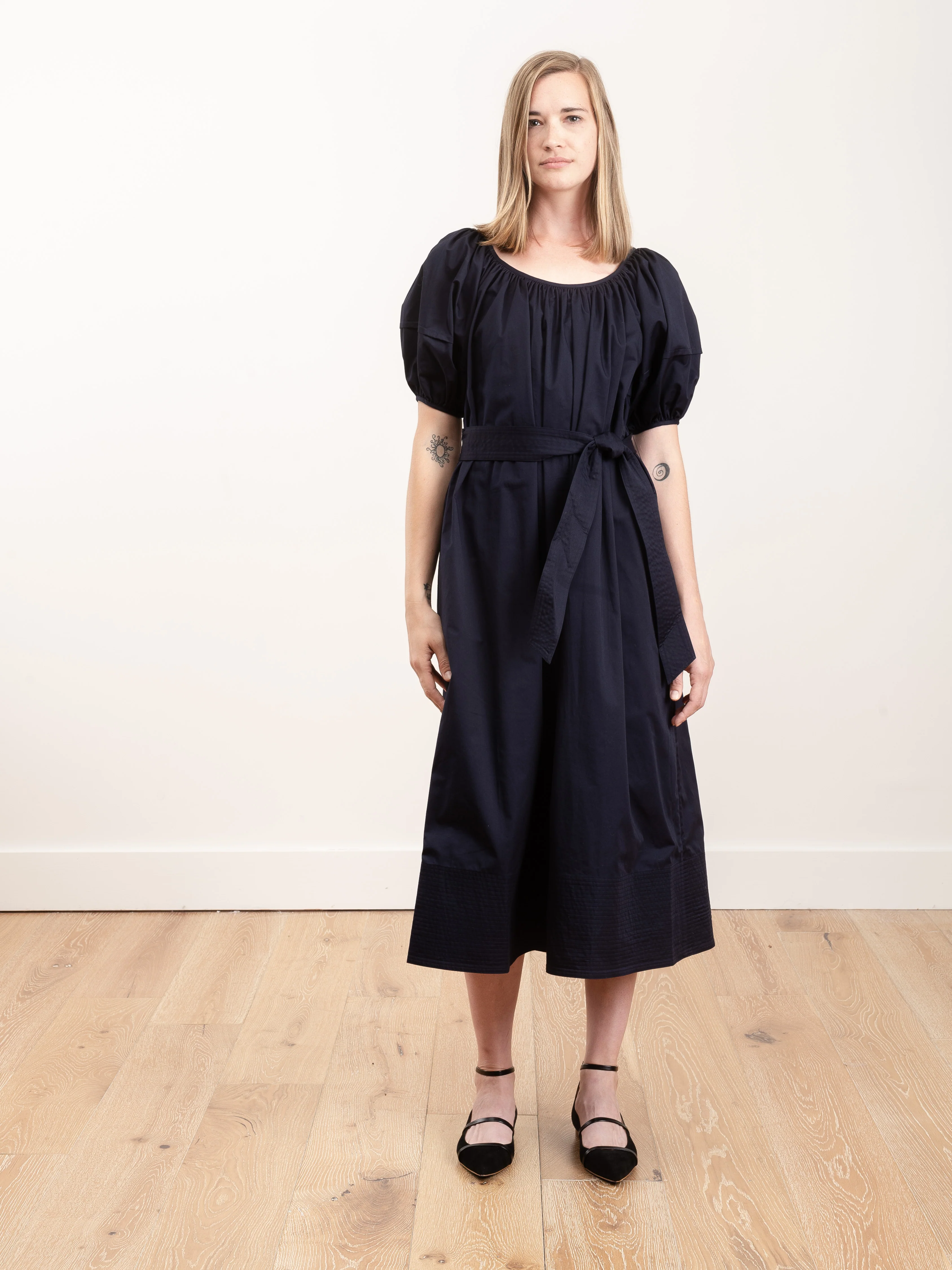 puff sleeve dress - navy