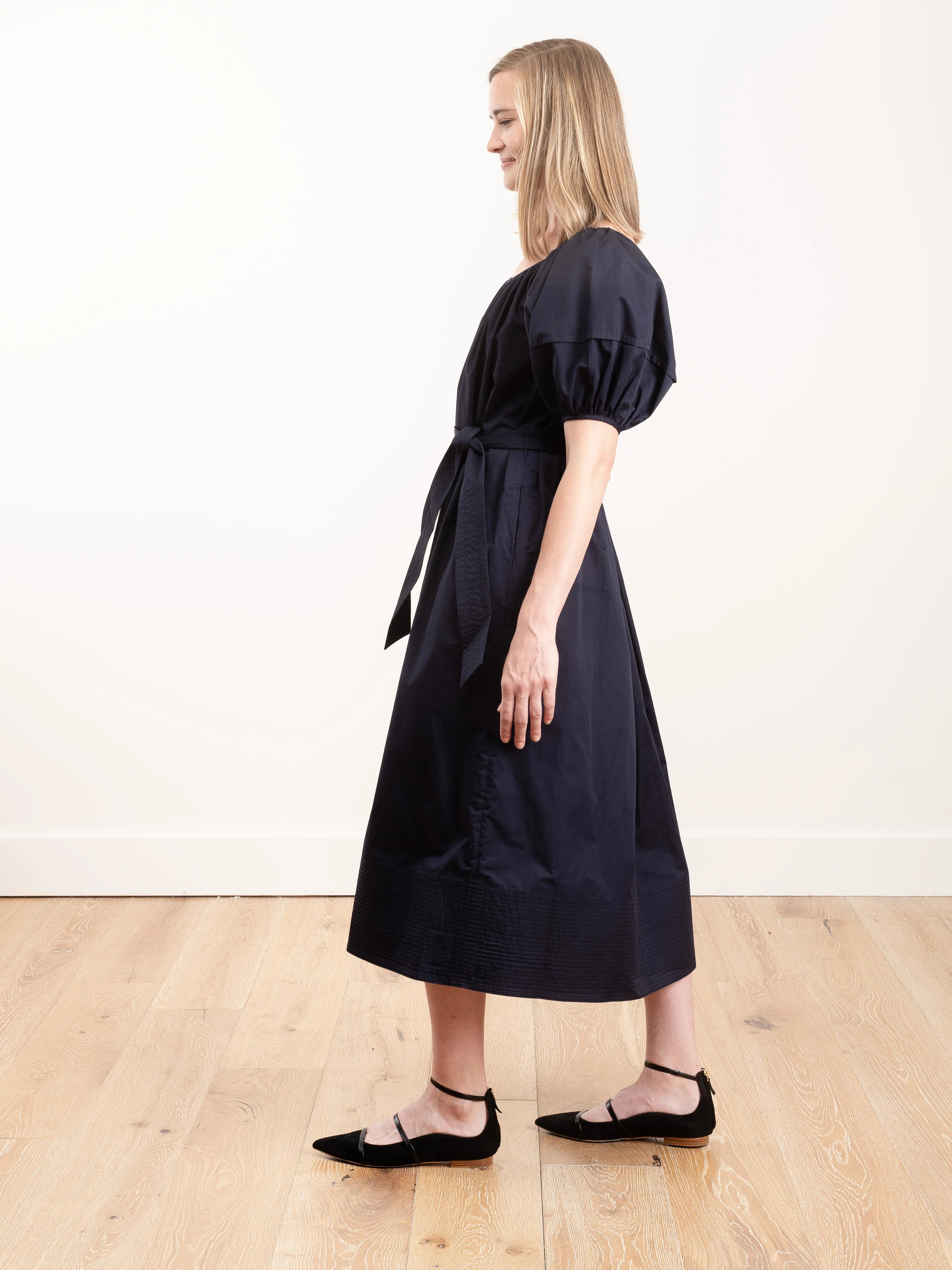 puff sleeve dress - navy - Image 2