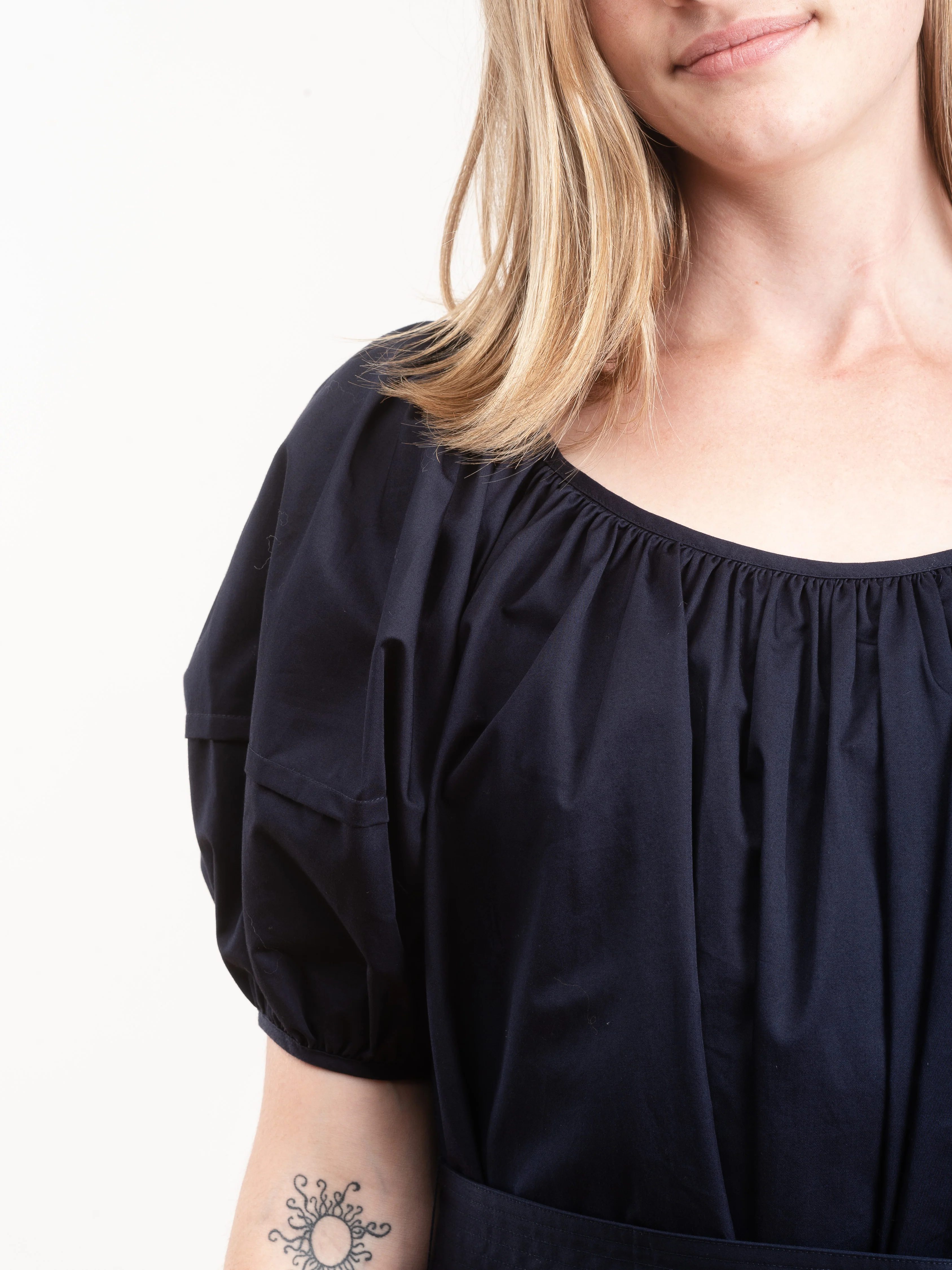 puff sleeve dress - navy - Image 4