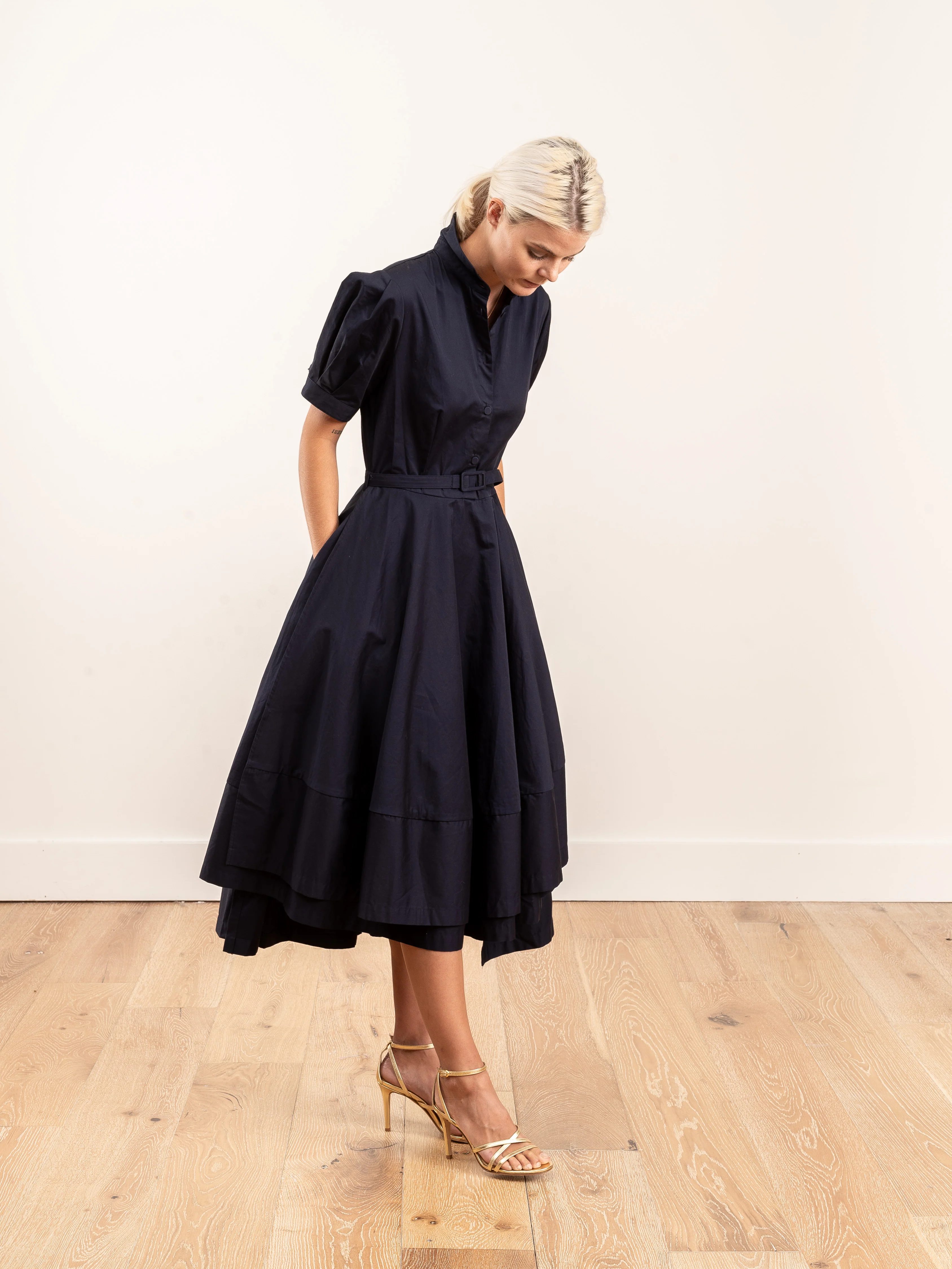 short sleeve dress - navy - Image 4