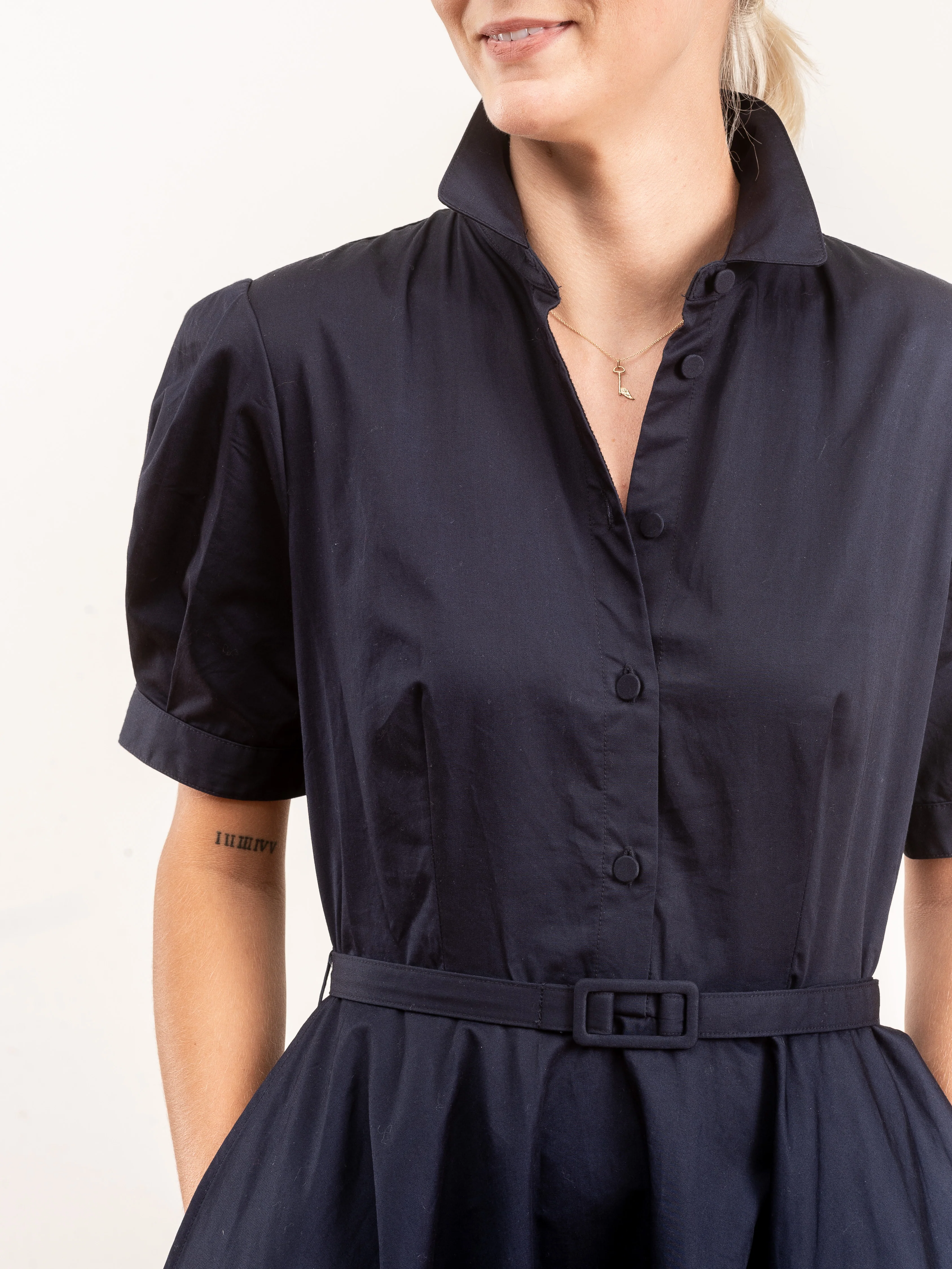 short sleeve dress - navy - Image 9