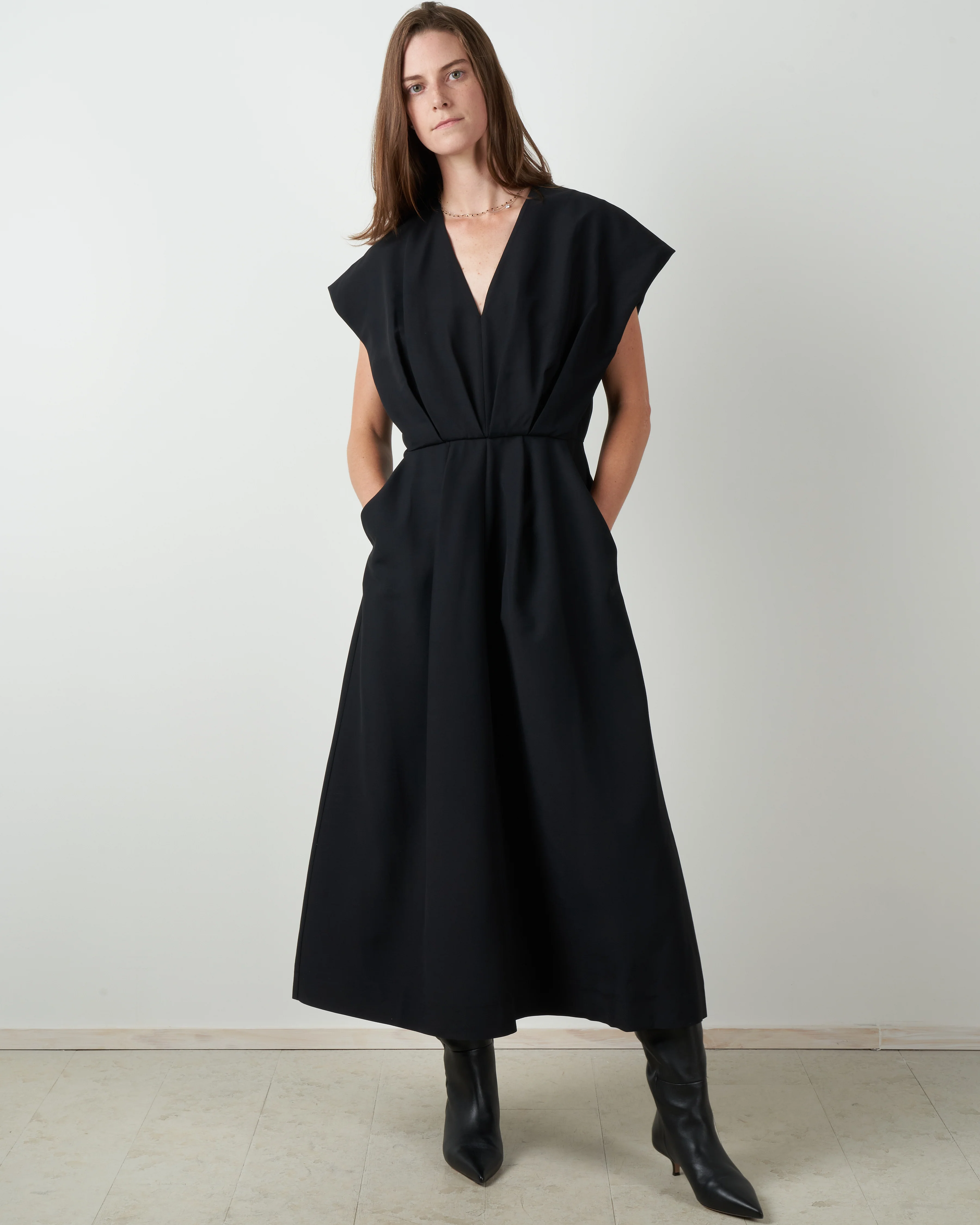 v-neck dress - black - Image 2