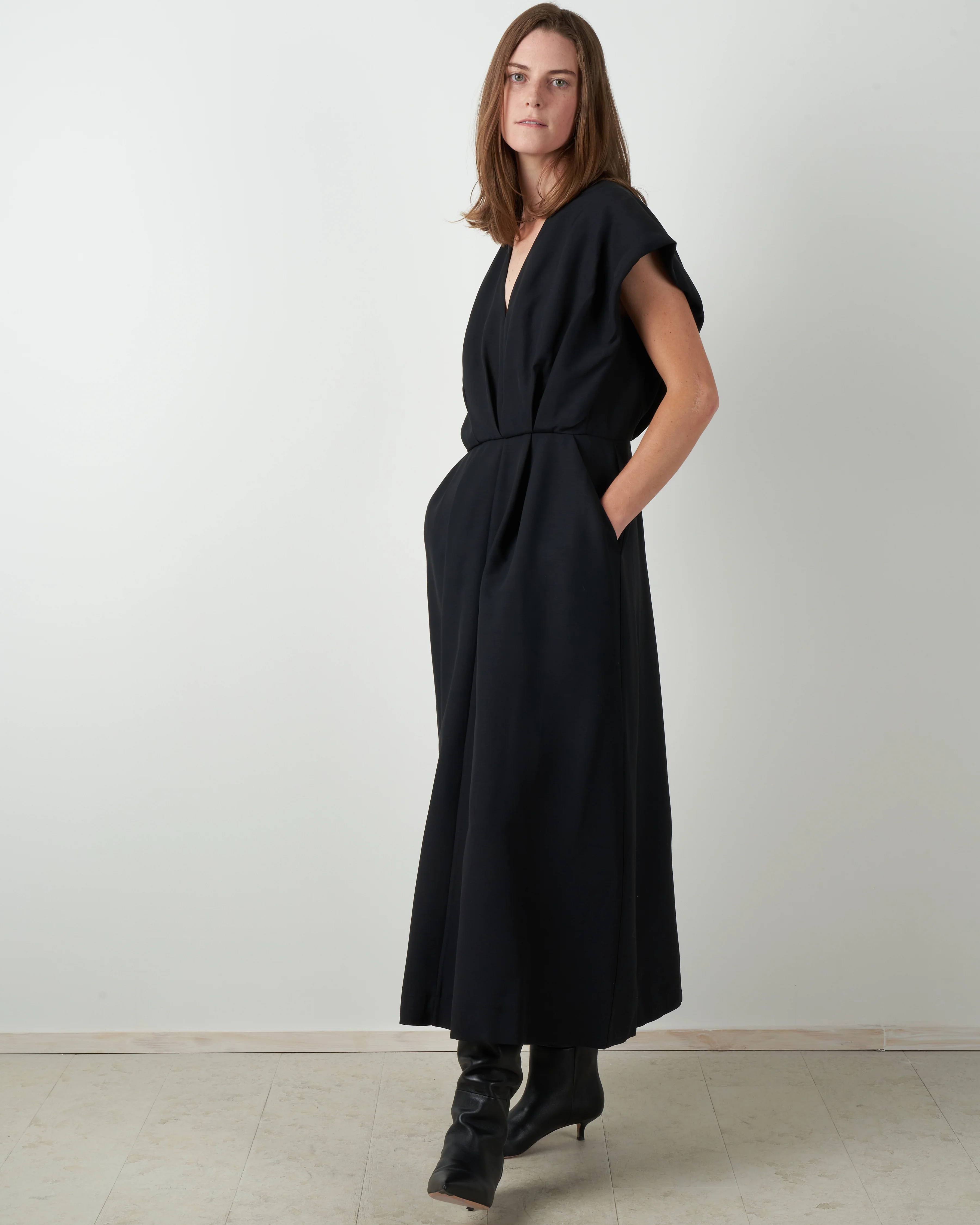 v-neck dress - black - Image 3