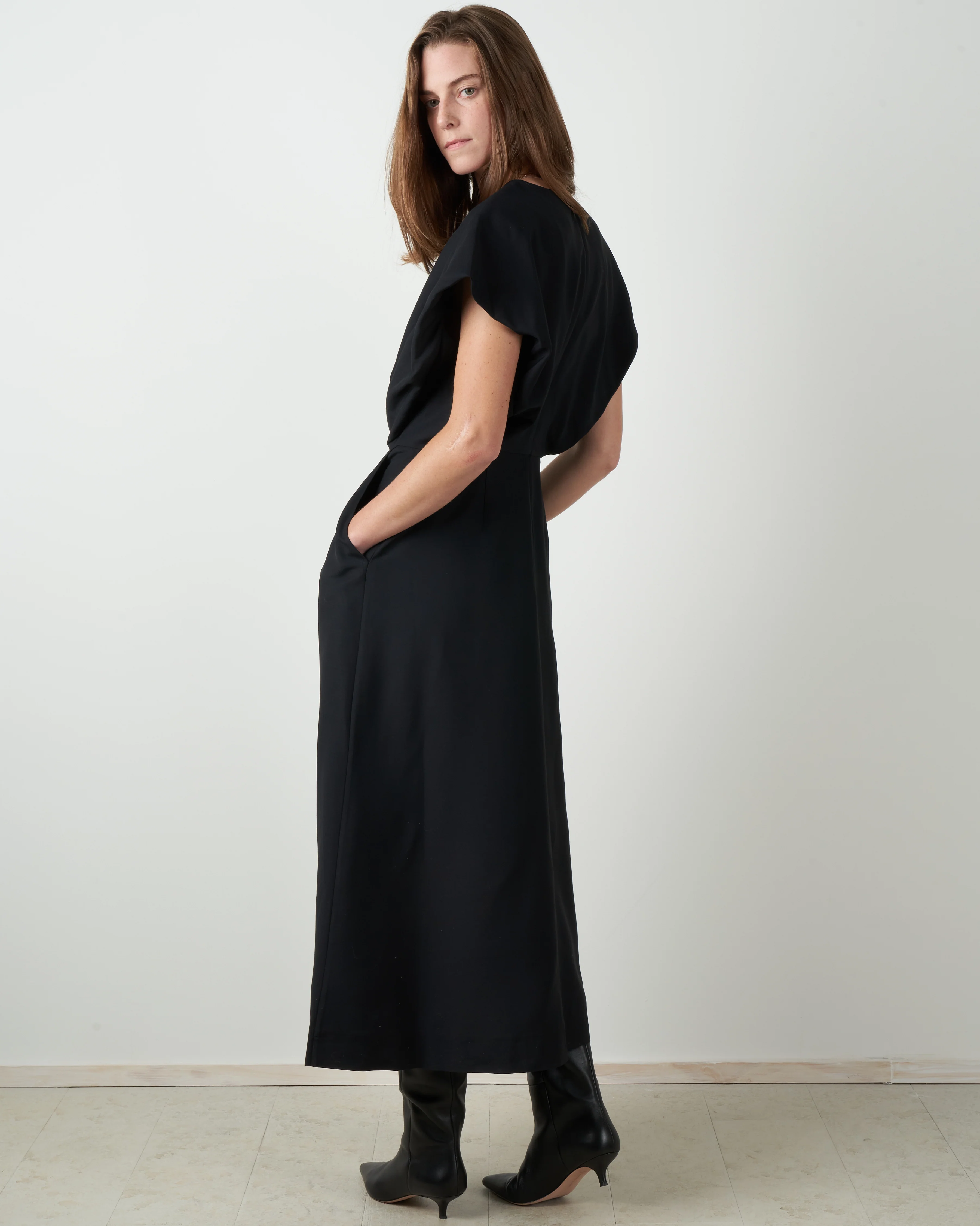 v-neck dress - black - Image 4