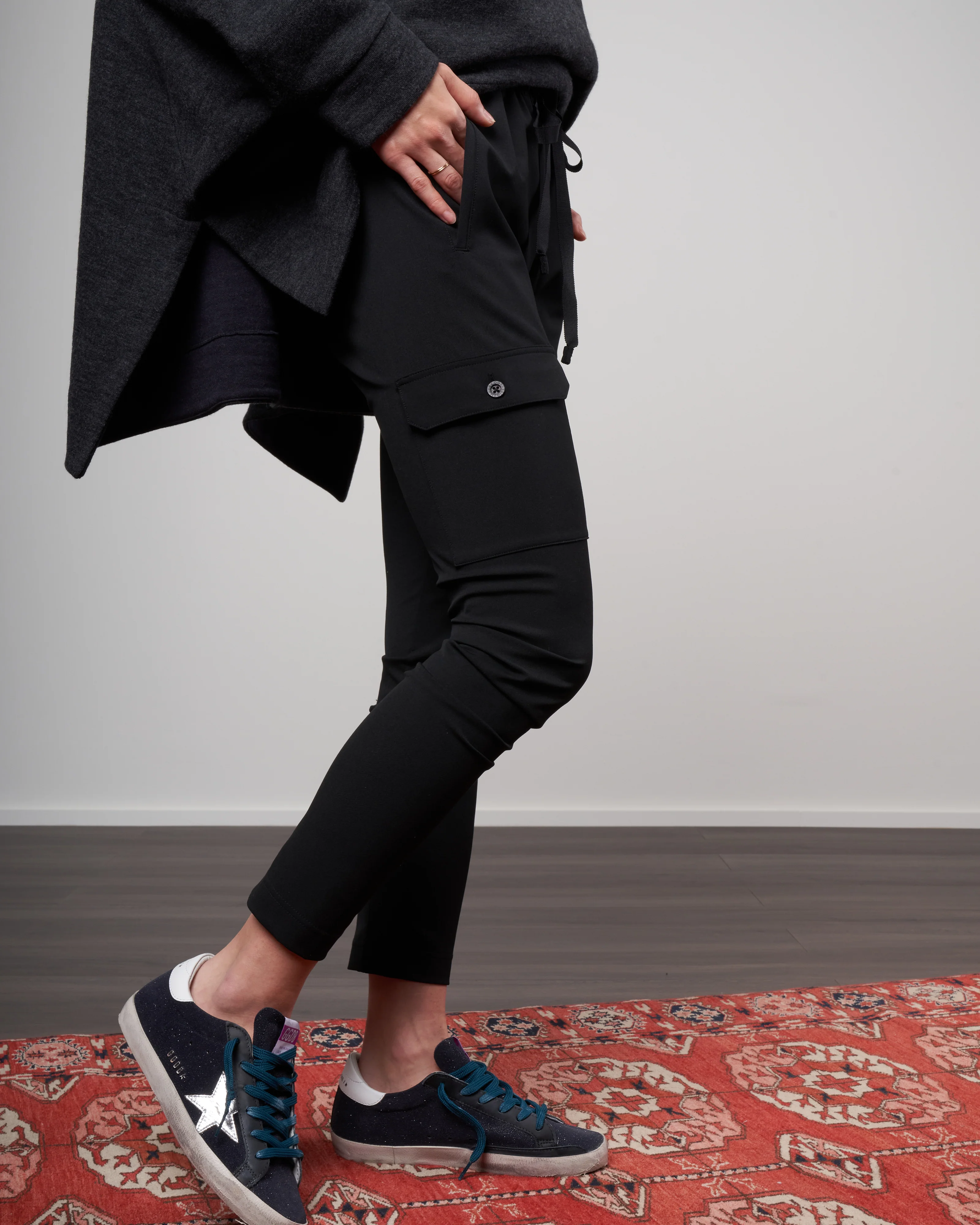 drawstring cargo leggings - 99 black - Image 2
