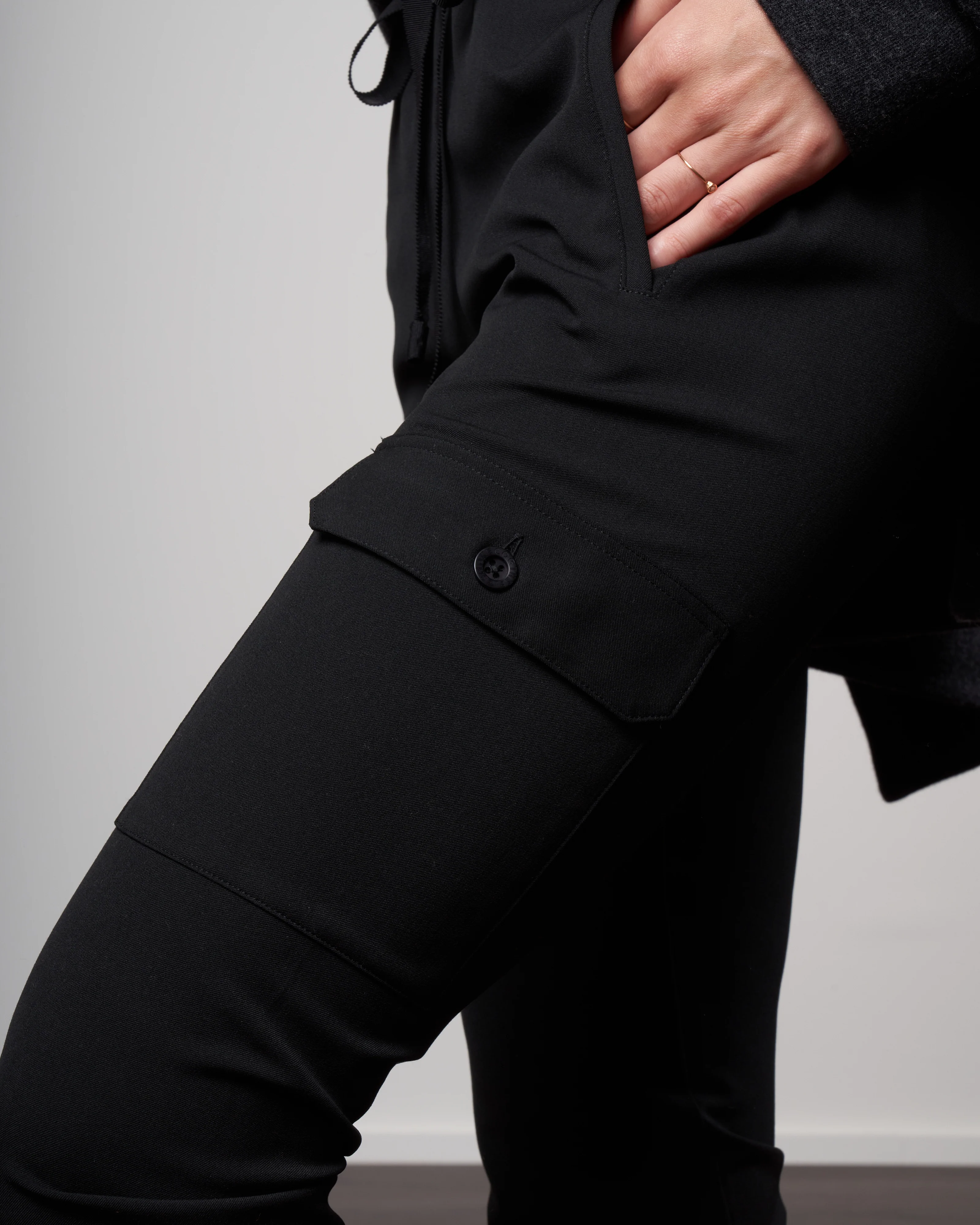 drawstring cargo leggings - 99 black - Image 4