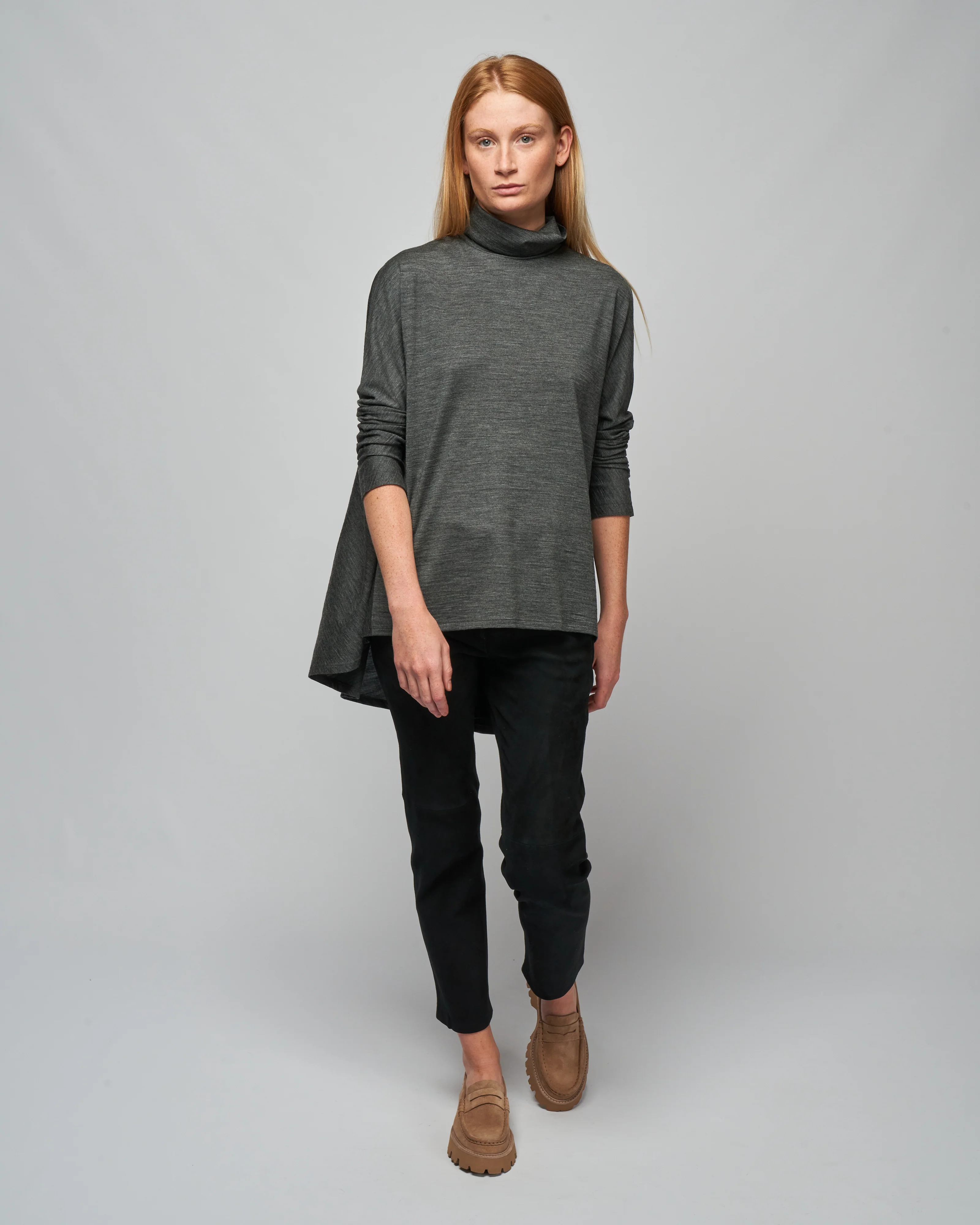 elyse flair high-neck top - charcoal - Image 2