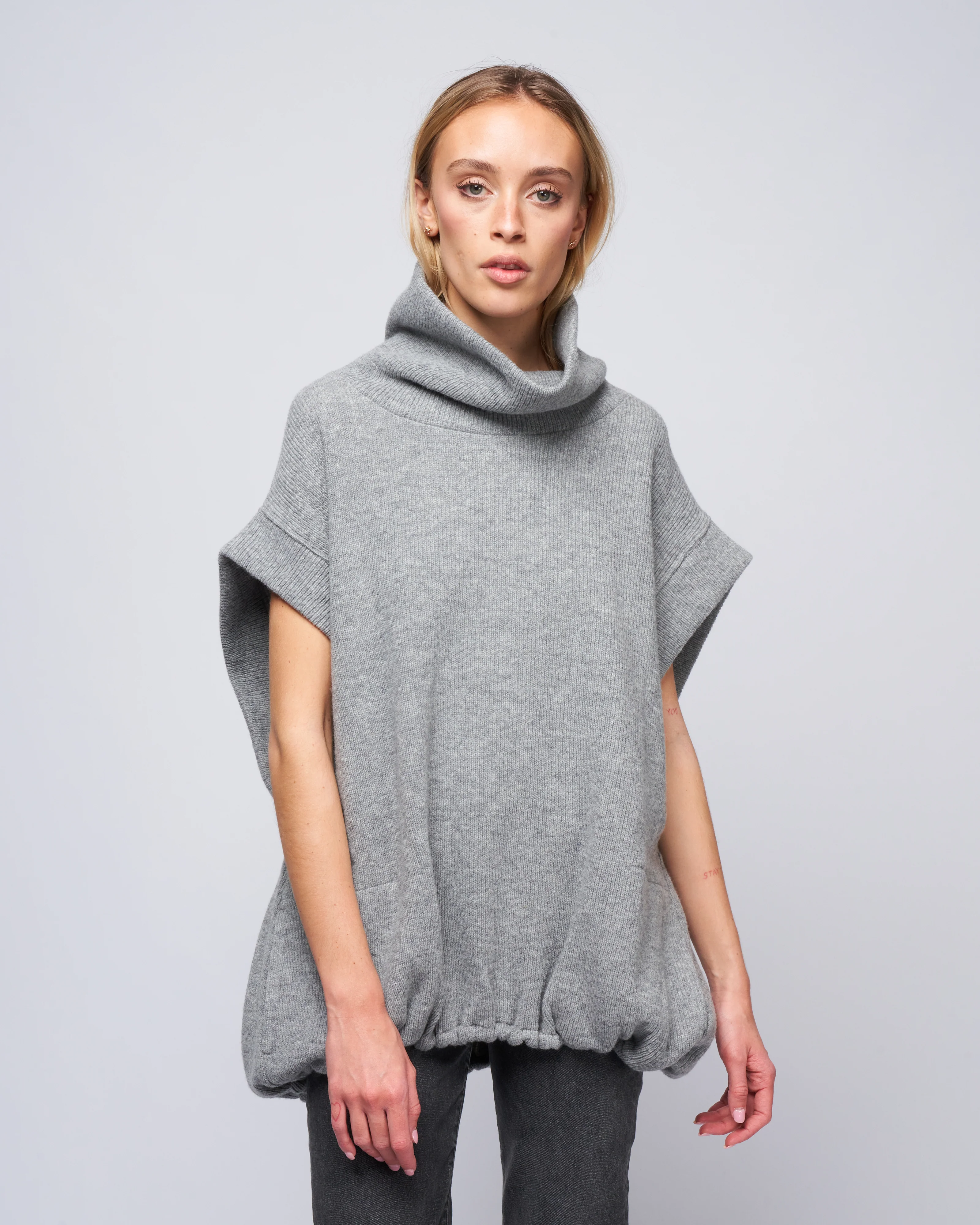 gisele rollneck gilet - mid grey
