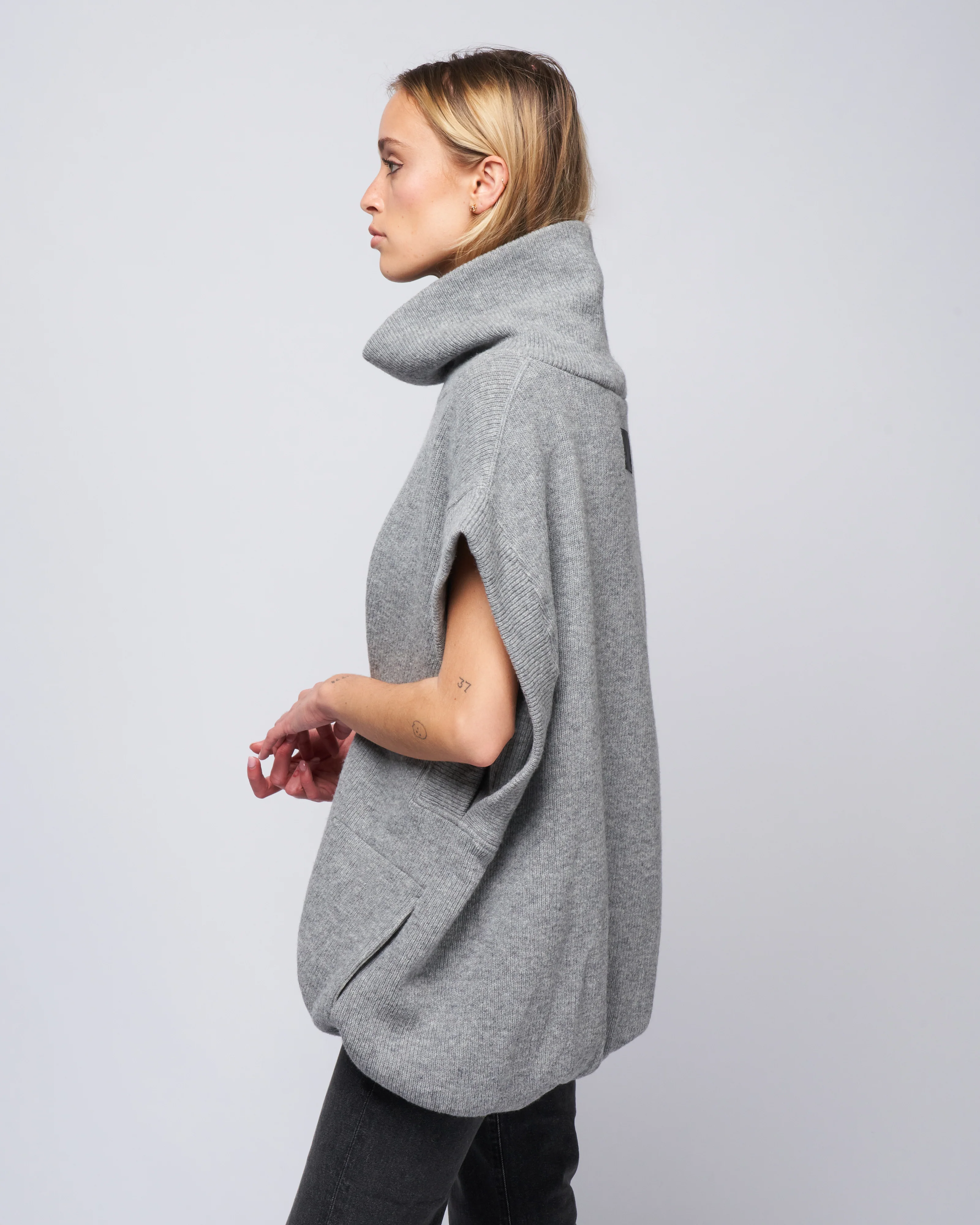 gisele rollneck gilet - mid grey - Image 3