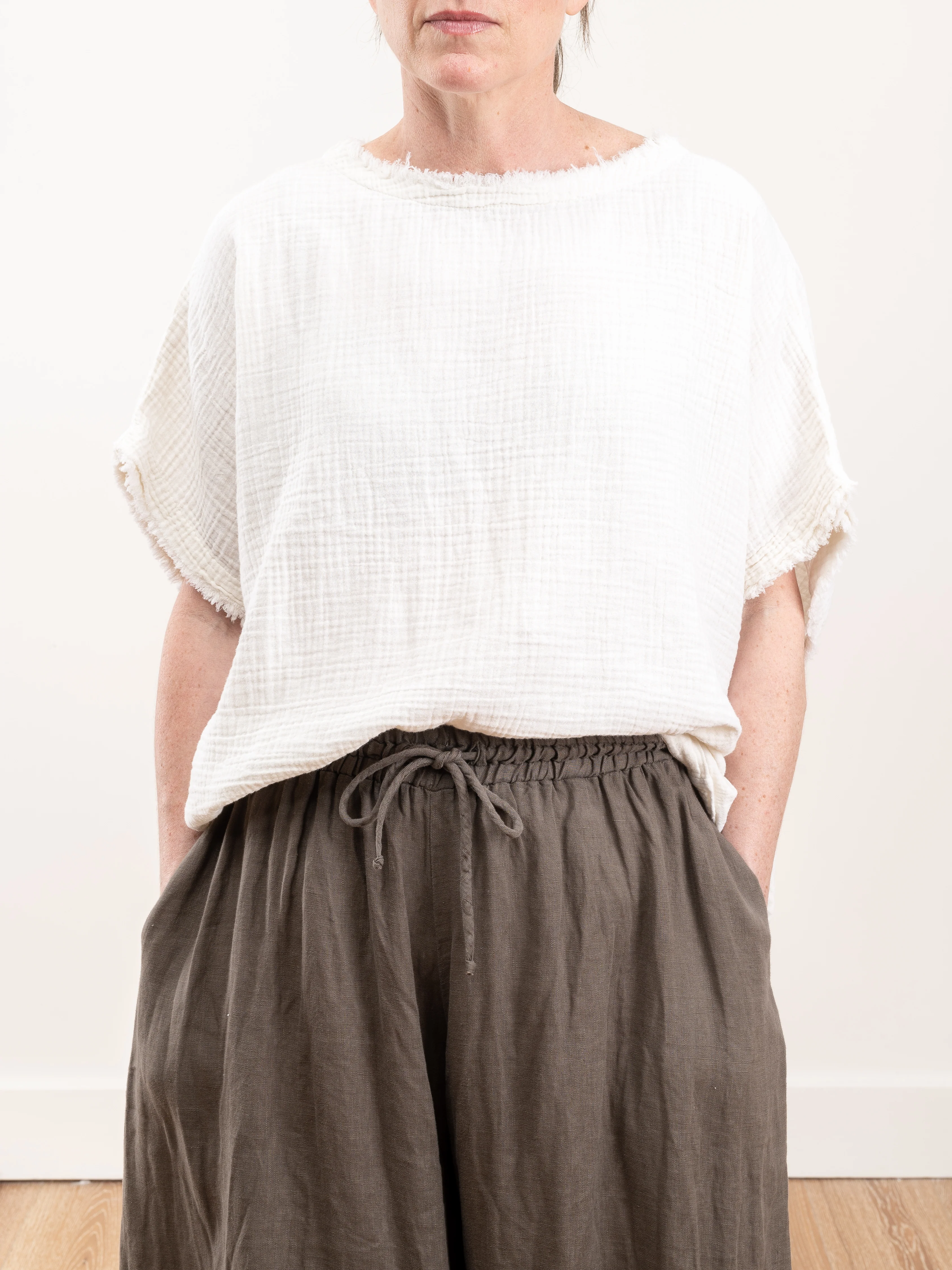 double gauze top - cream - Image 3