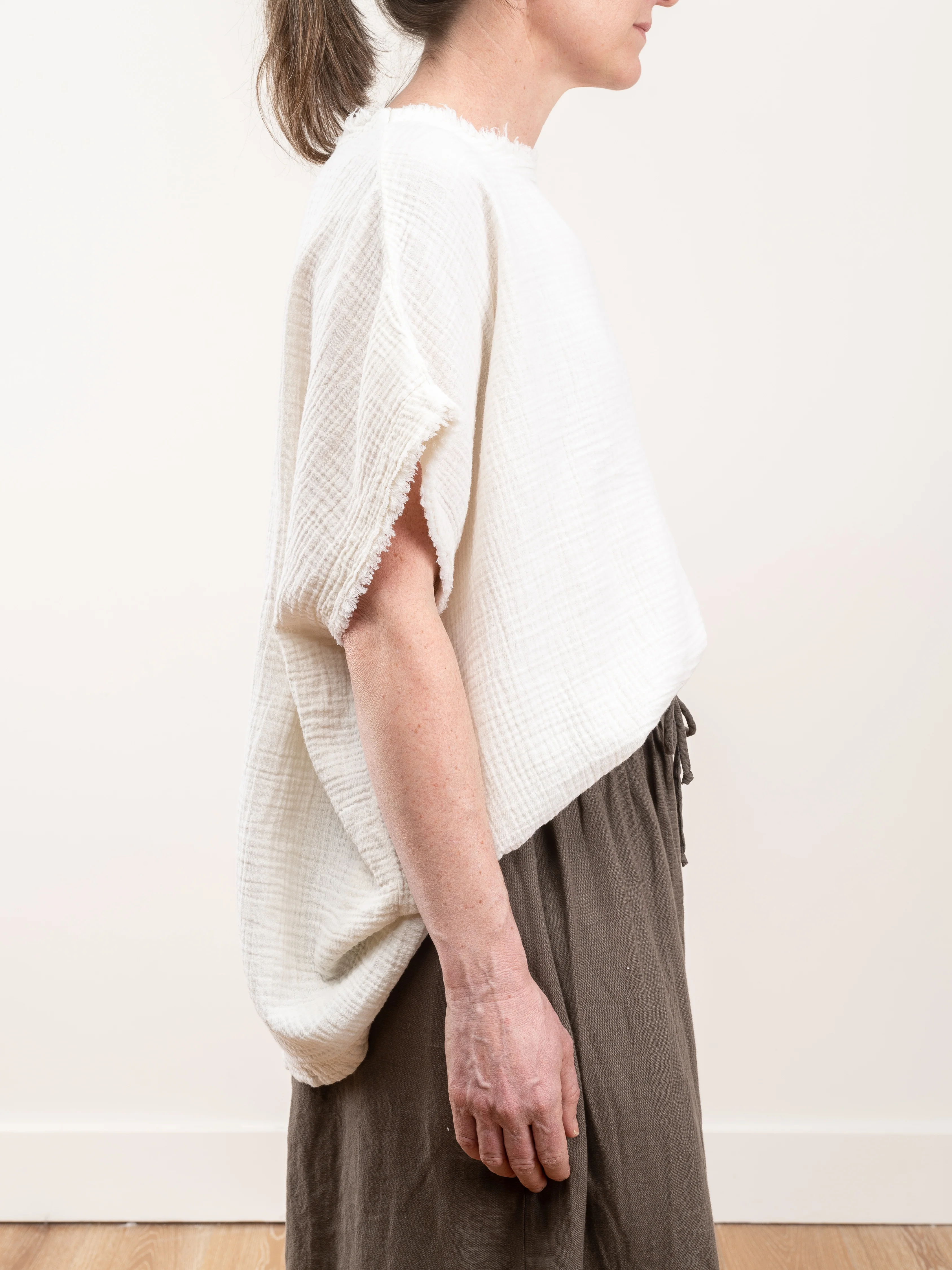 double gauze top - cream - Image 4