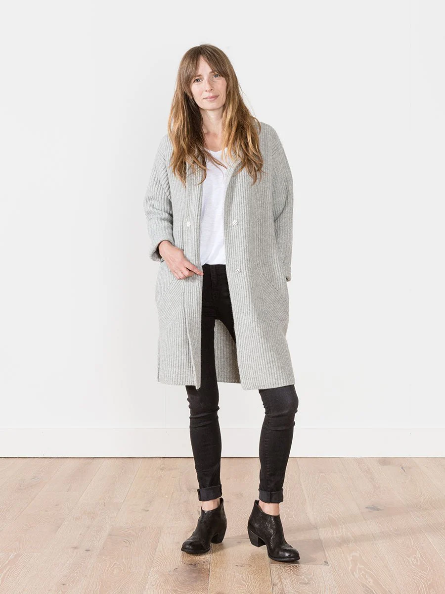 long ribbed cardigan - light grey - Image 2