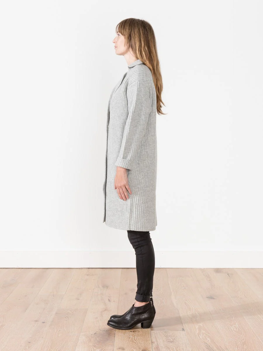 long ribbed cardigan - light grey - Image 4