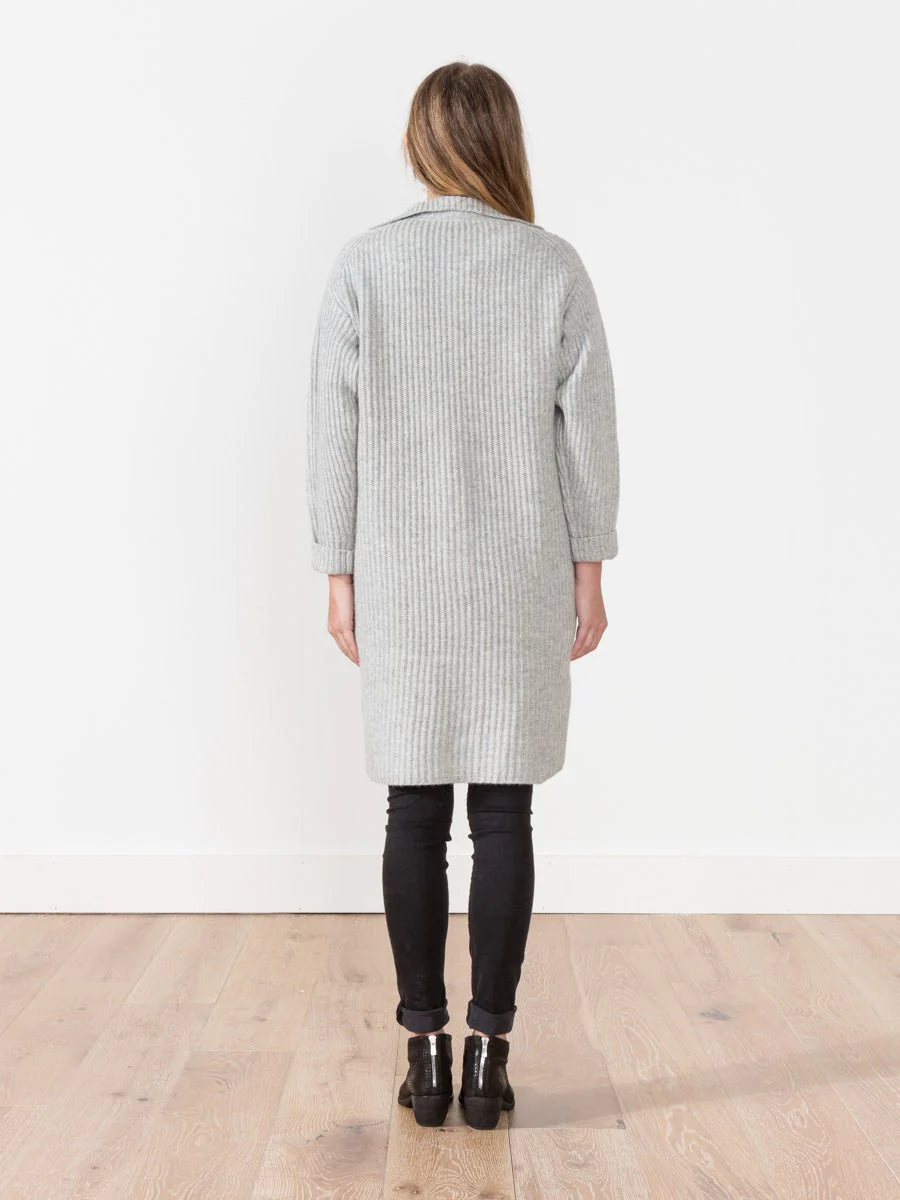 long ribbed cardigan - light grey - Image 5