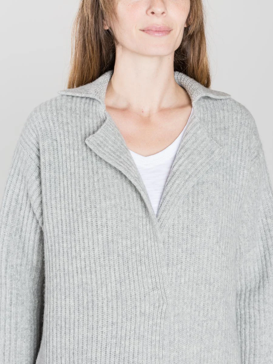 long ribbed cardigan - light grey - Image 6