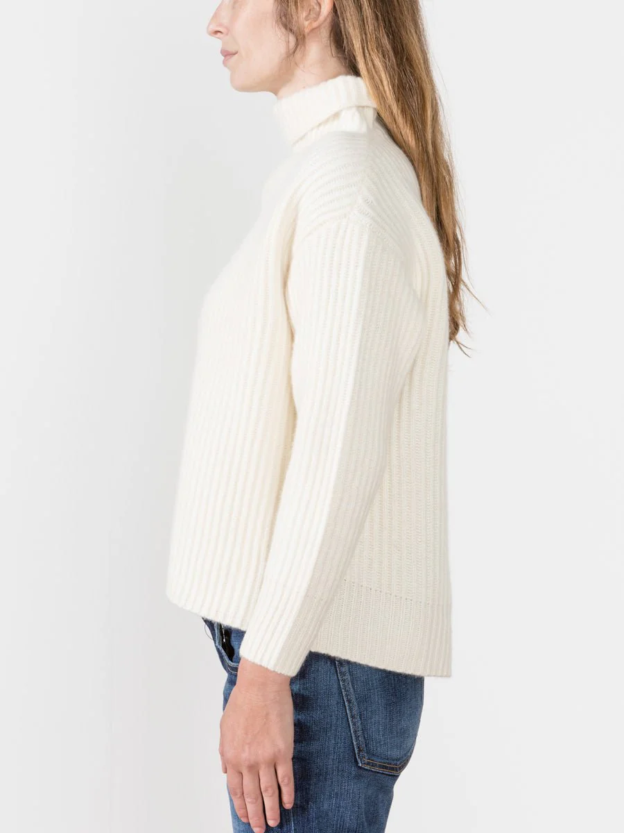 ribbed funnel sweater - ivory - Image 2