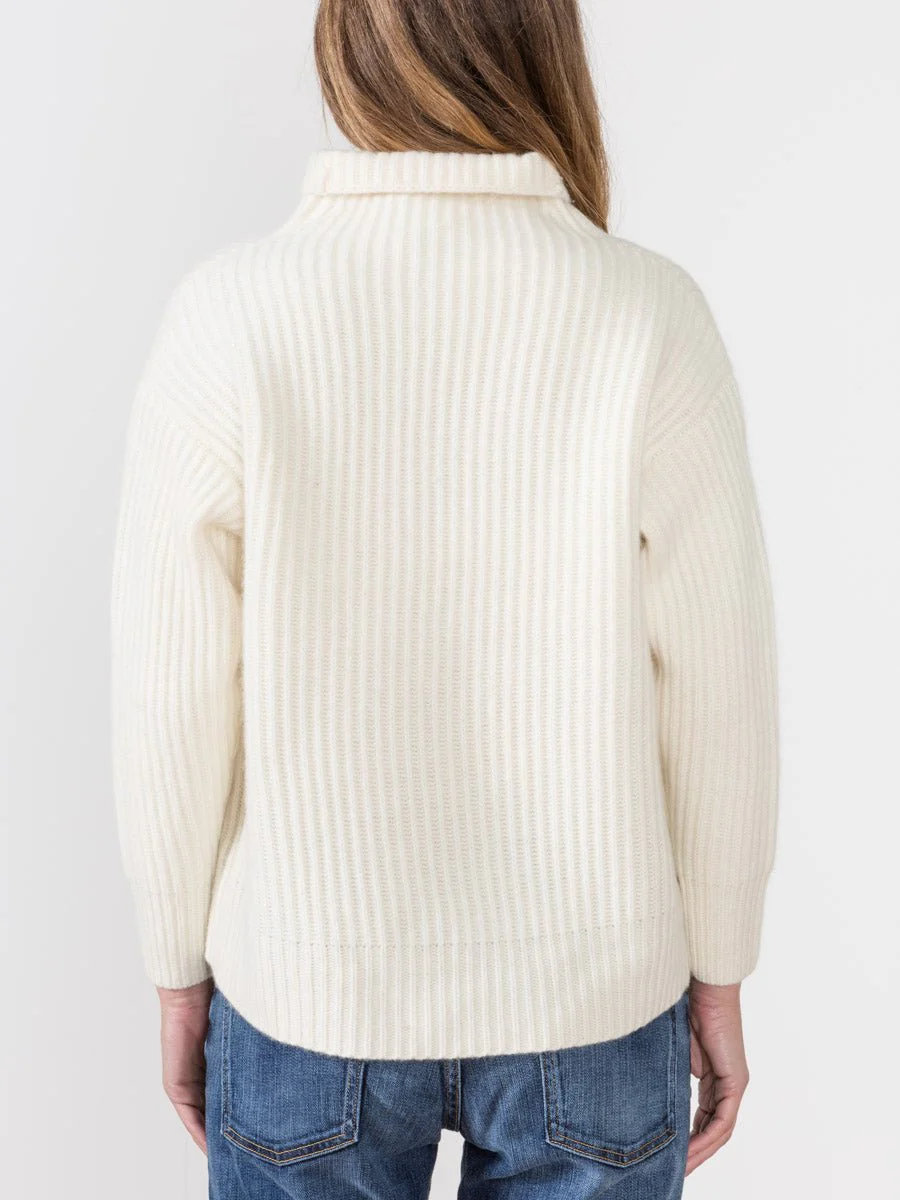 ribbed funnel sweater - ivory - Image 3