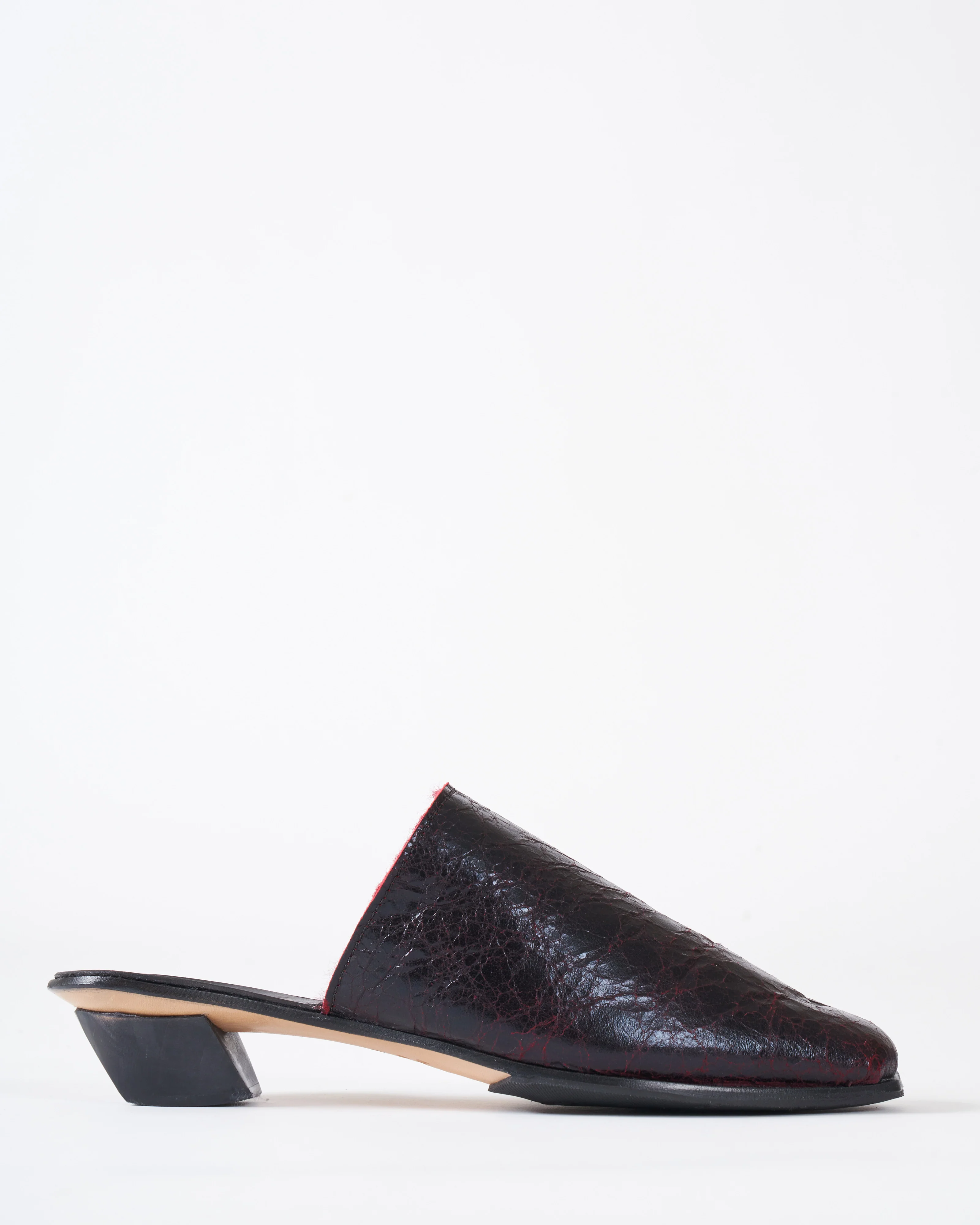 east shearling lined mule - dark red - Image 2