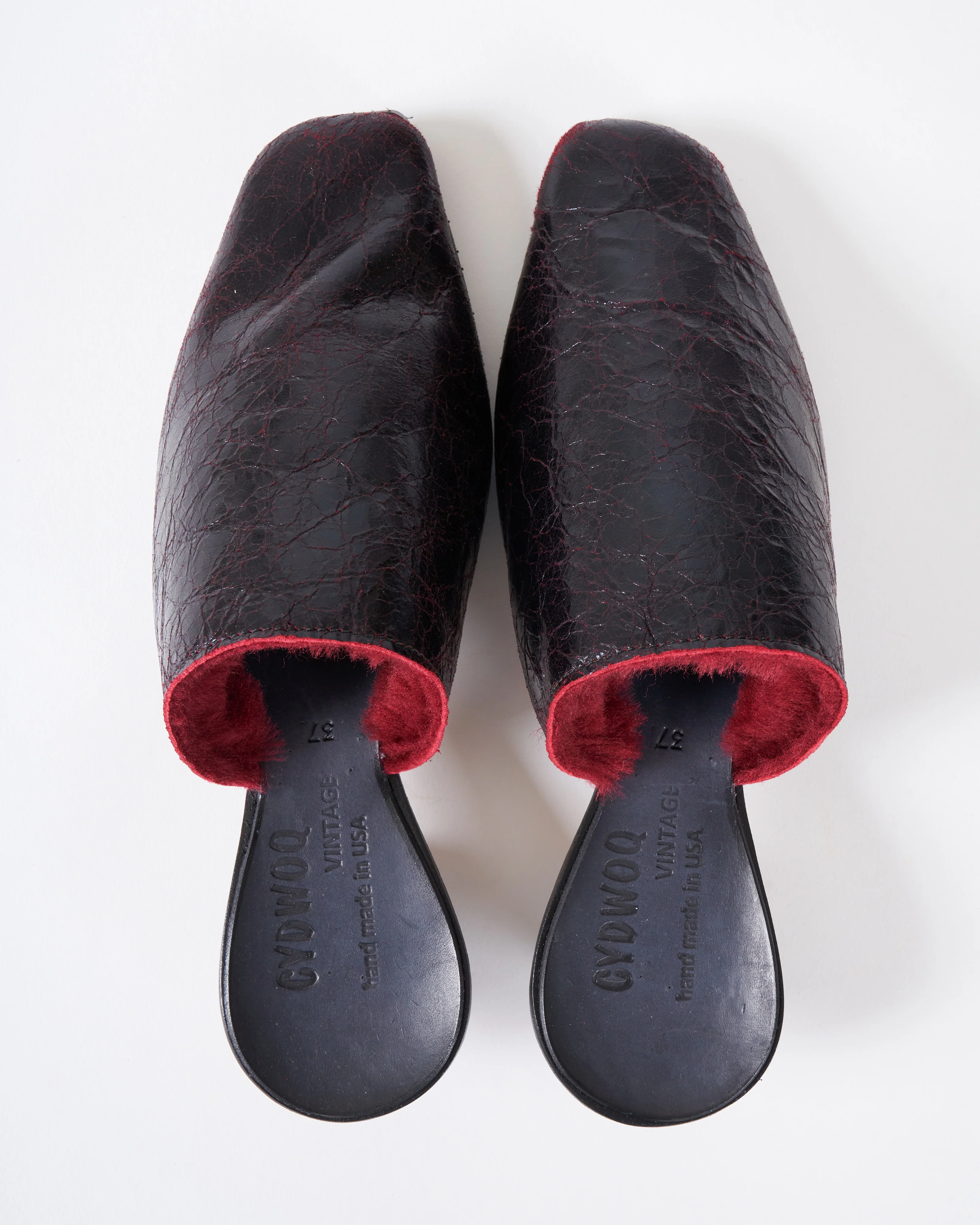 east shearling lined mule - dark red - Image 3