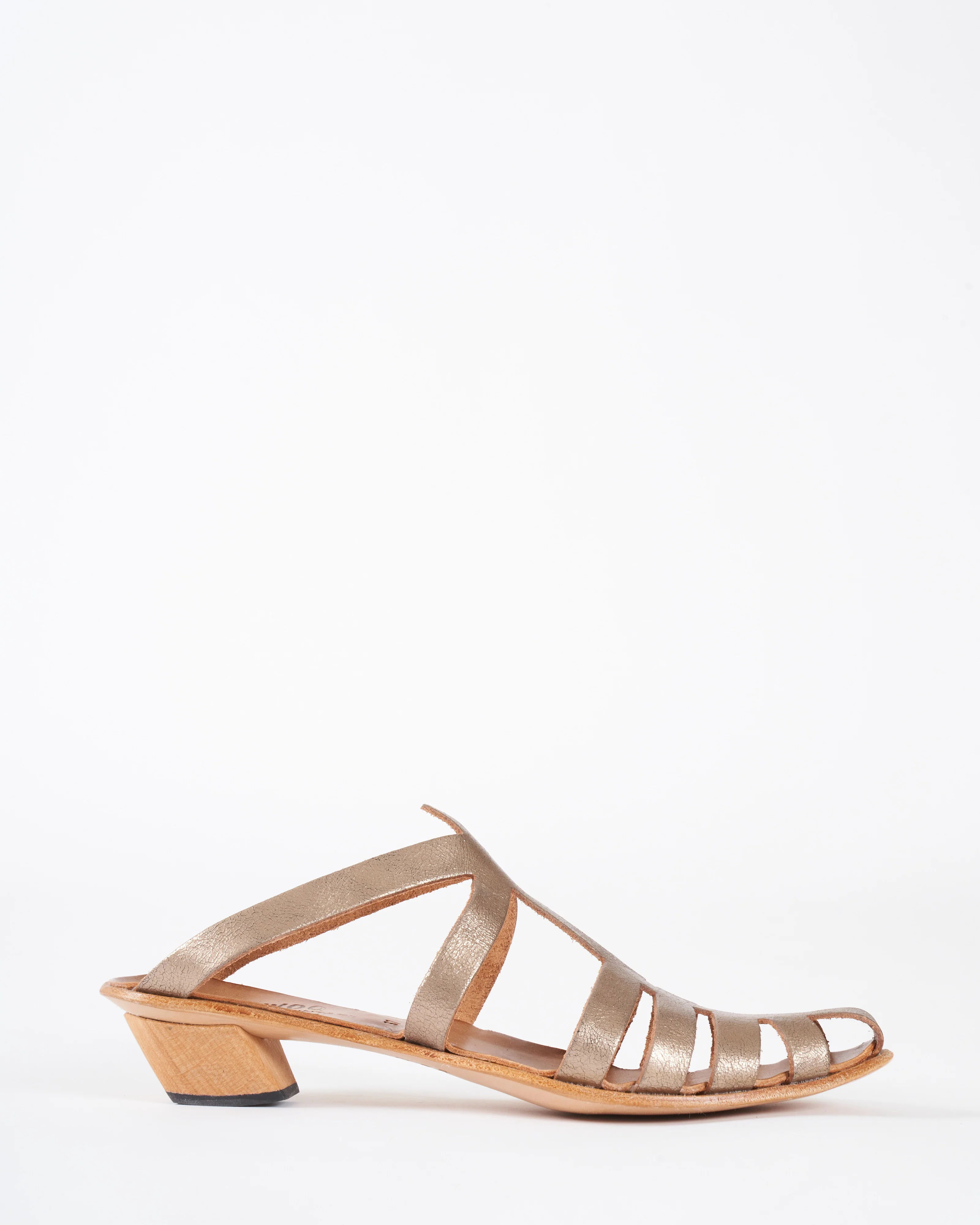electric - silk metallic/natural sole/wood heel - Image 2
