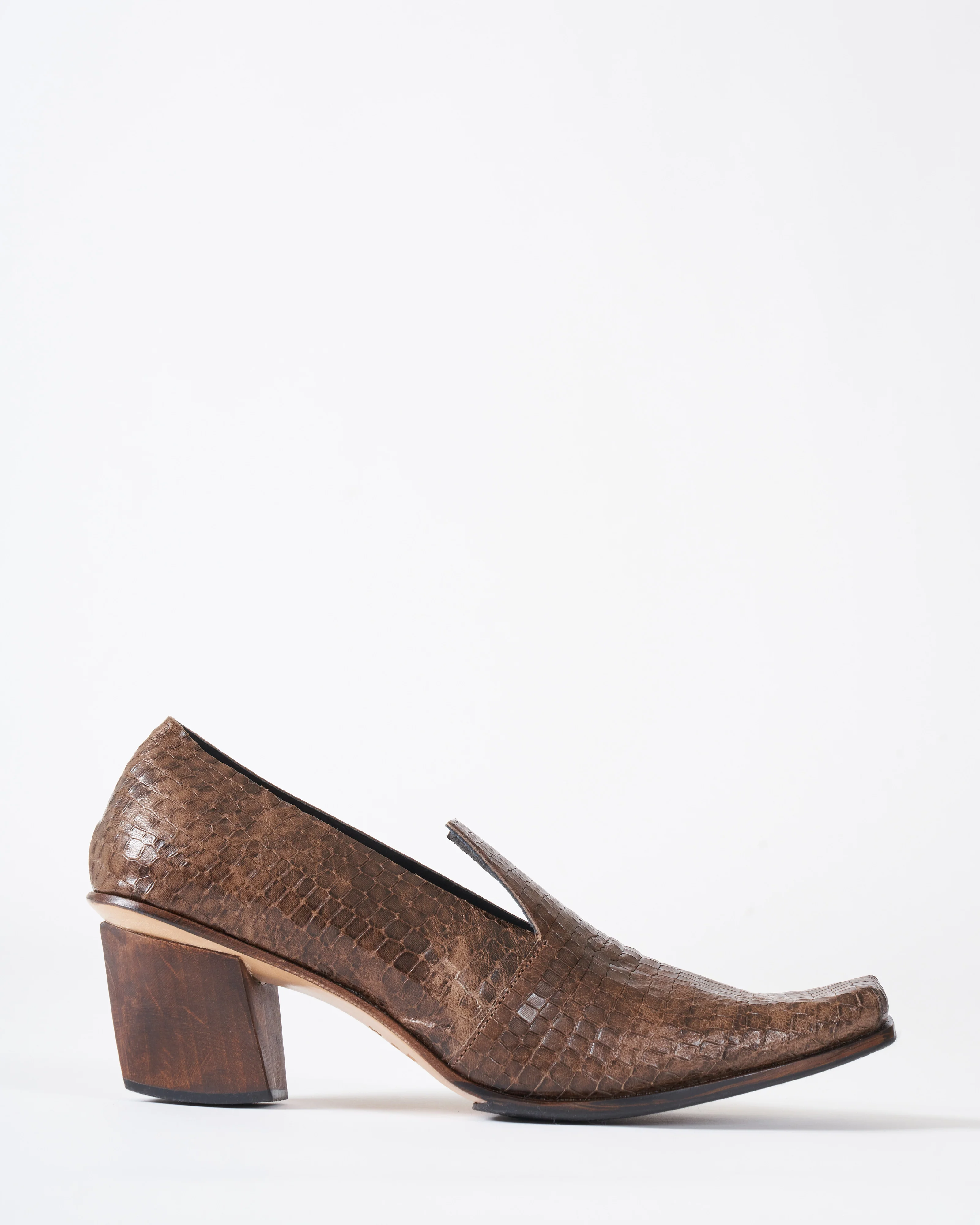 literary leather & wood heel - olive - Image 2