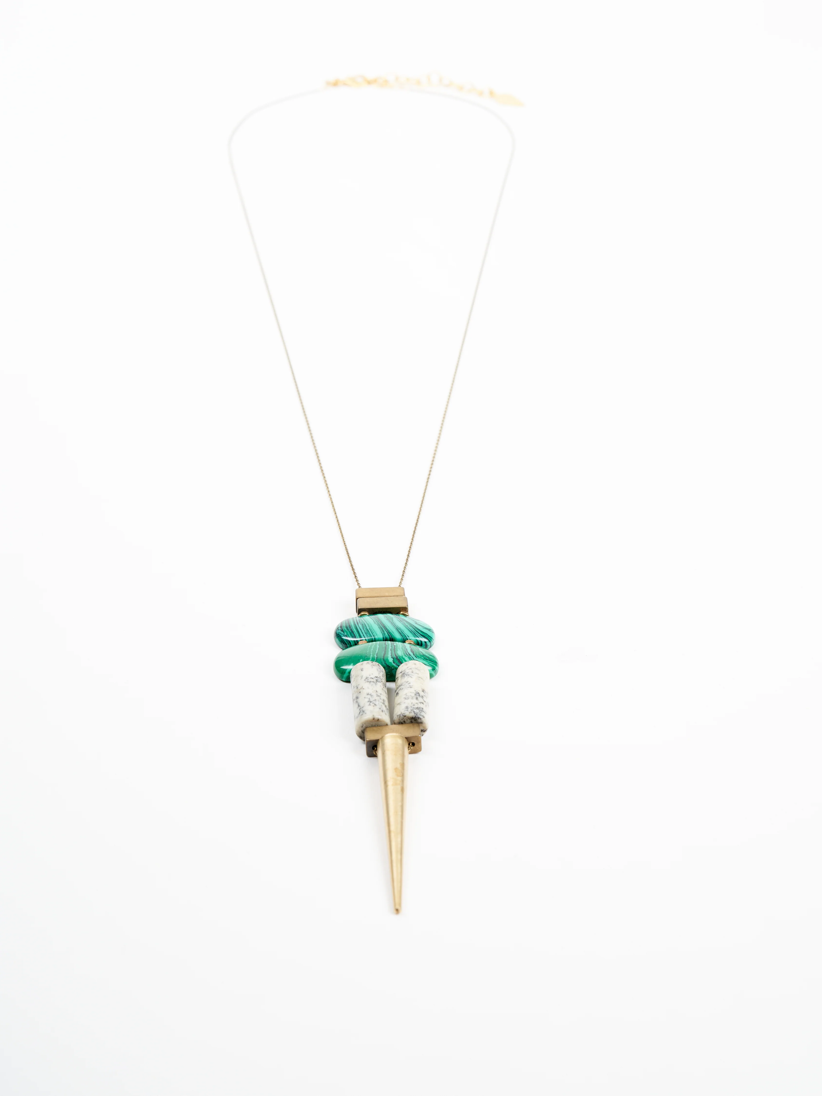 malachite, hematite, and fossilized agate necklace - Image 2