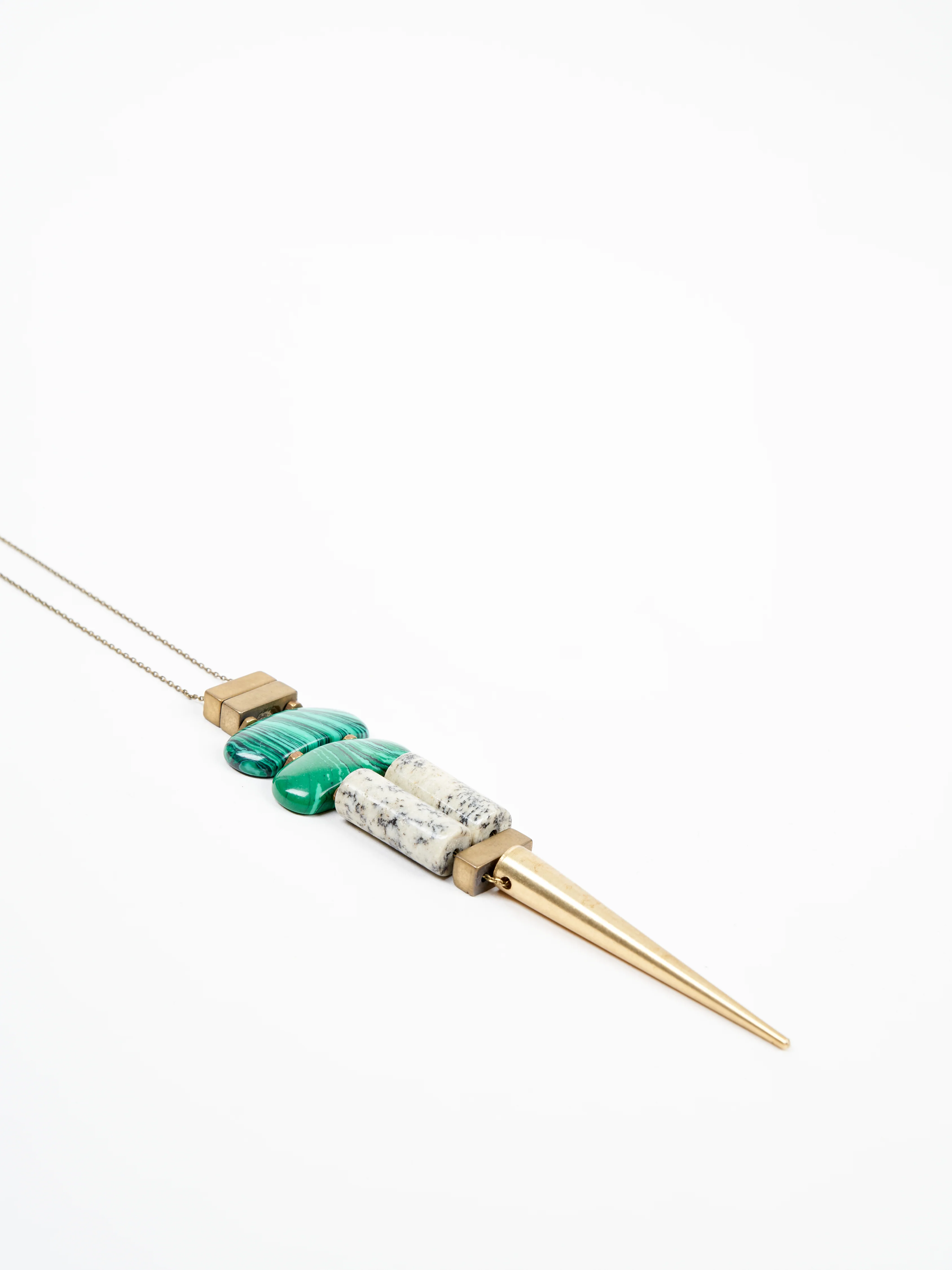 malachite, hematite, and fossilized agate necklace - Image 3