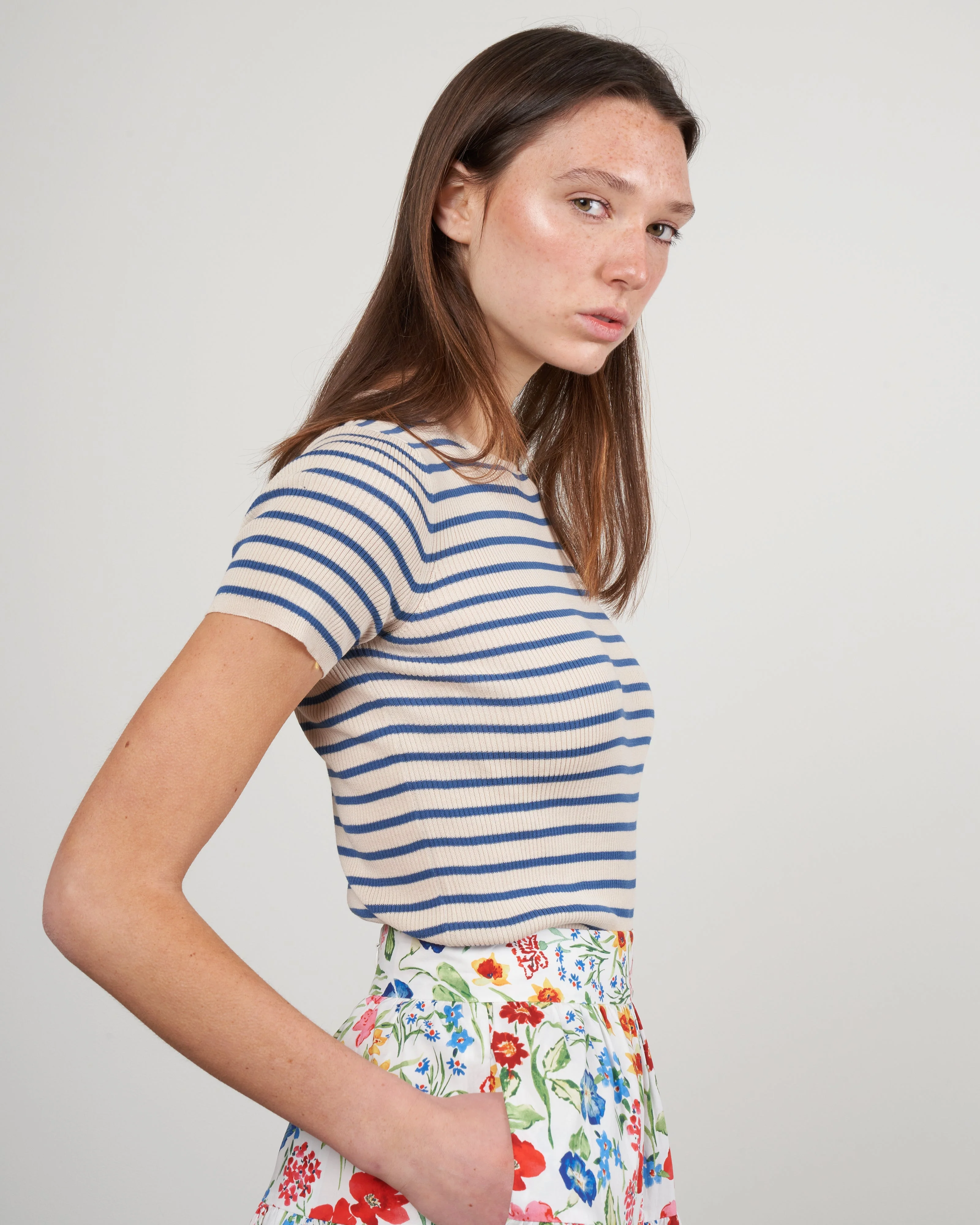 isla stripe top - buttermilk/blue combo - Image 3