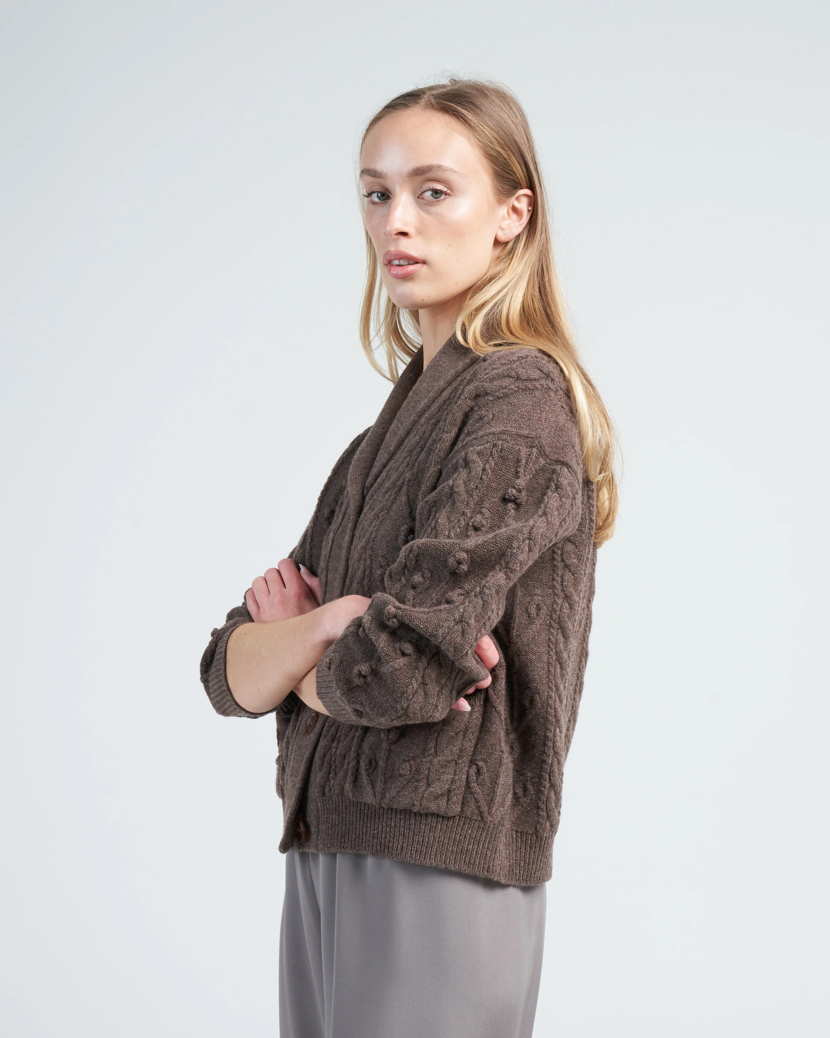 kled cardigan - heather brown - Image 4