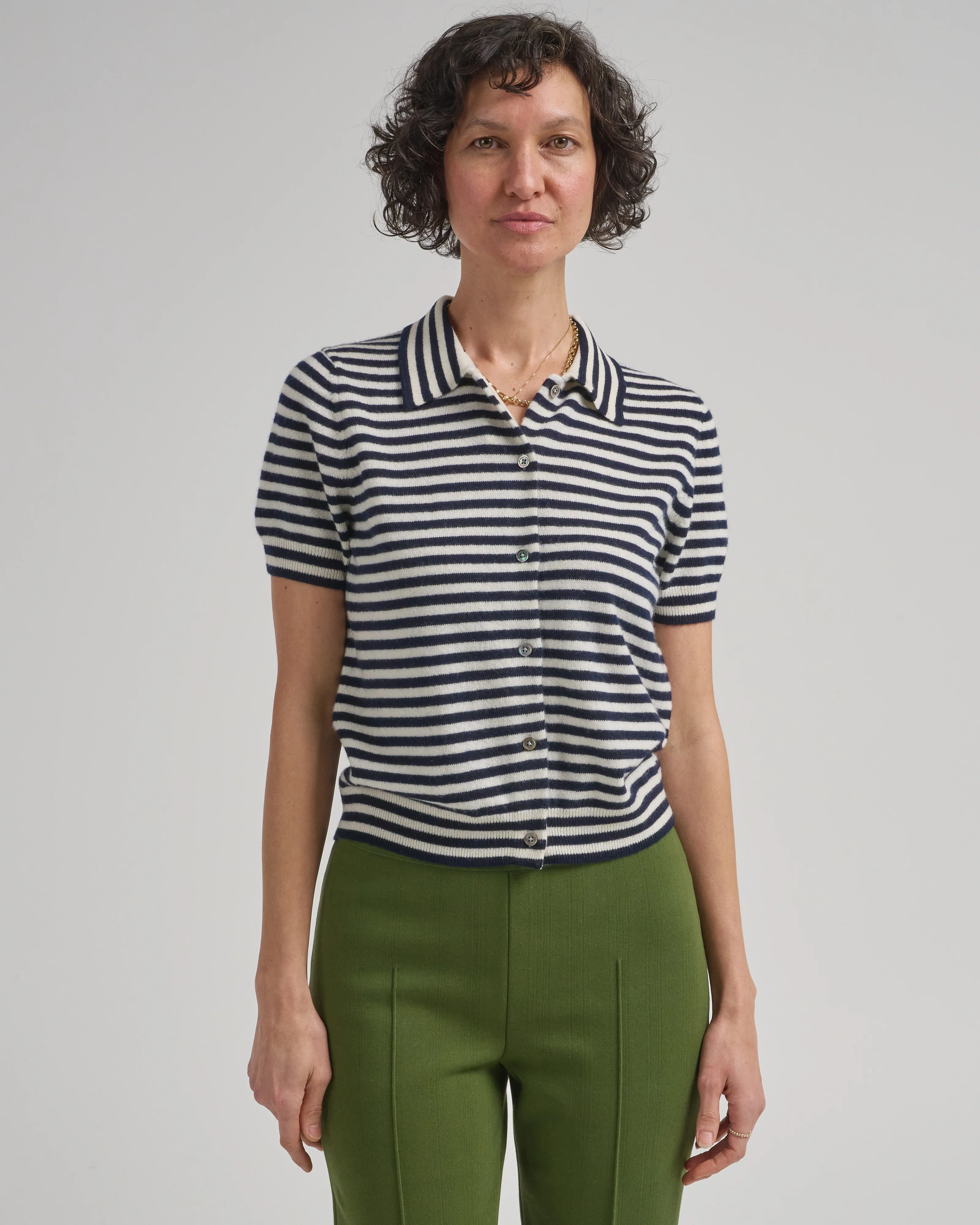 leslie stripe cashmere cardigan - Image 3