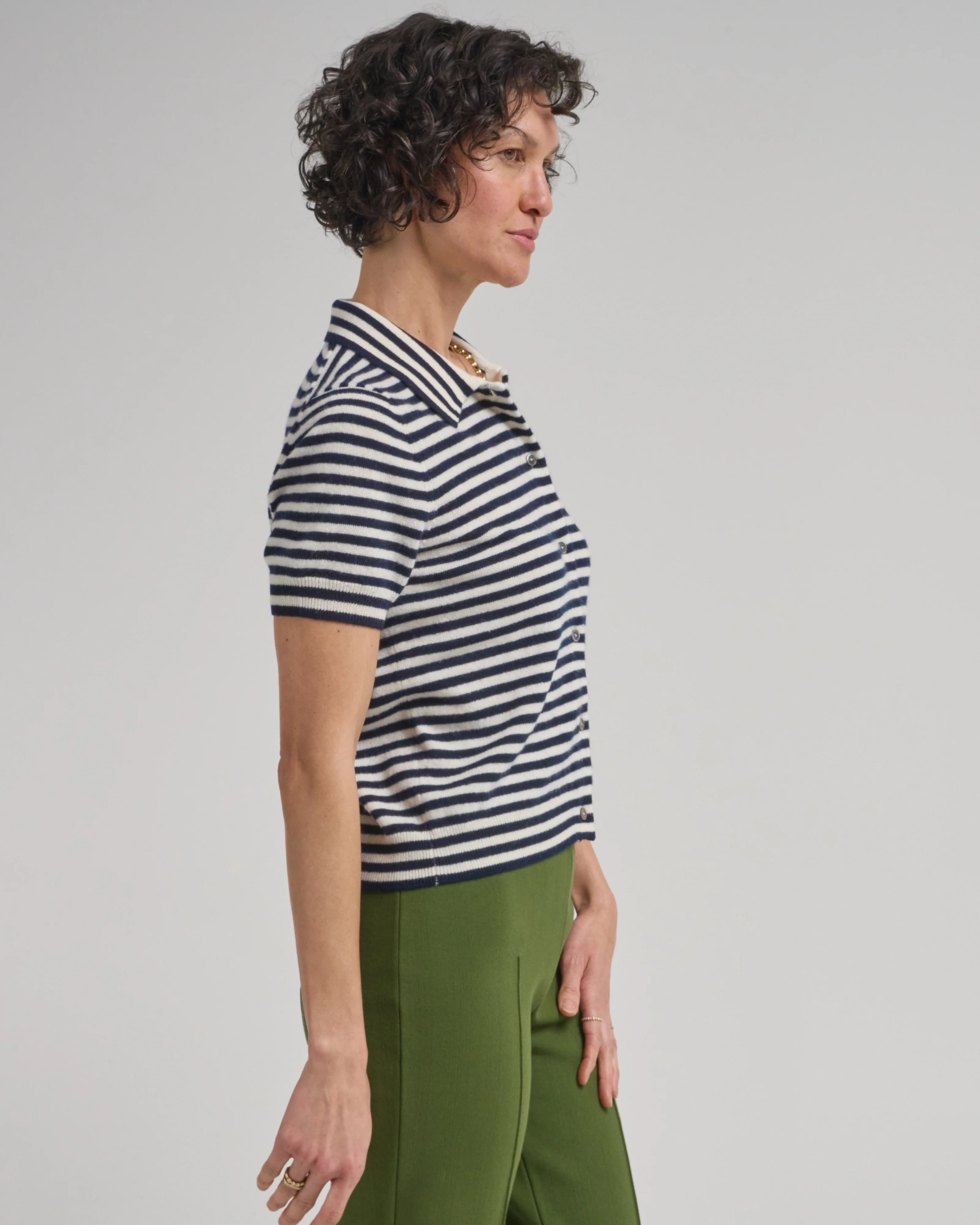 leslie stripe cashmere cardigan - Image 4