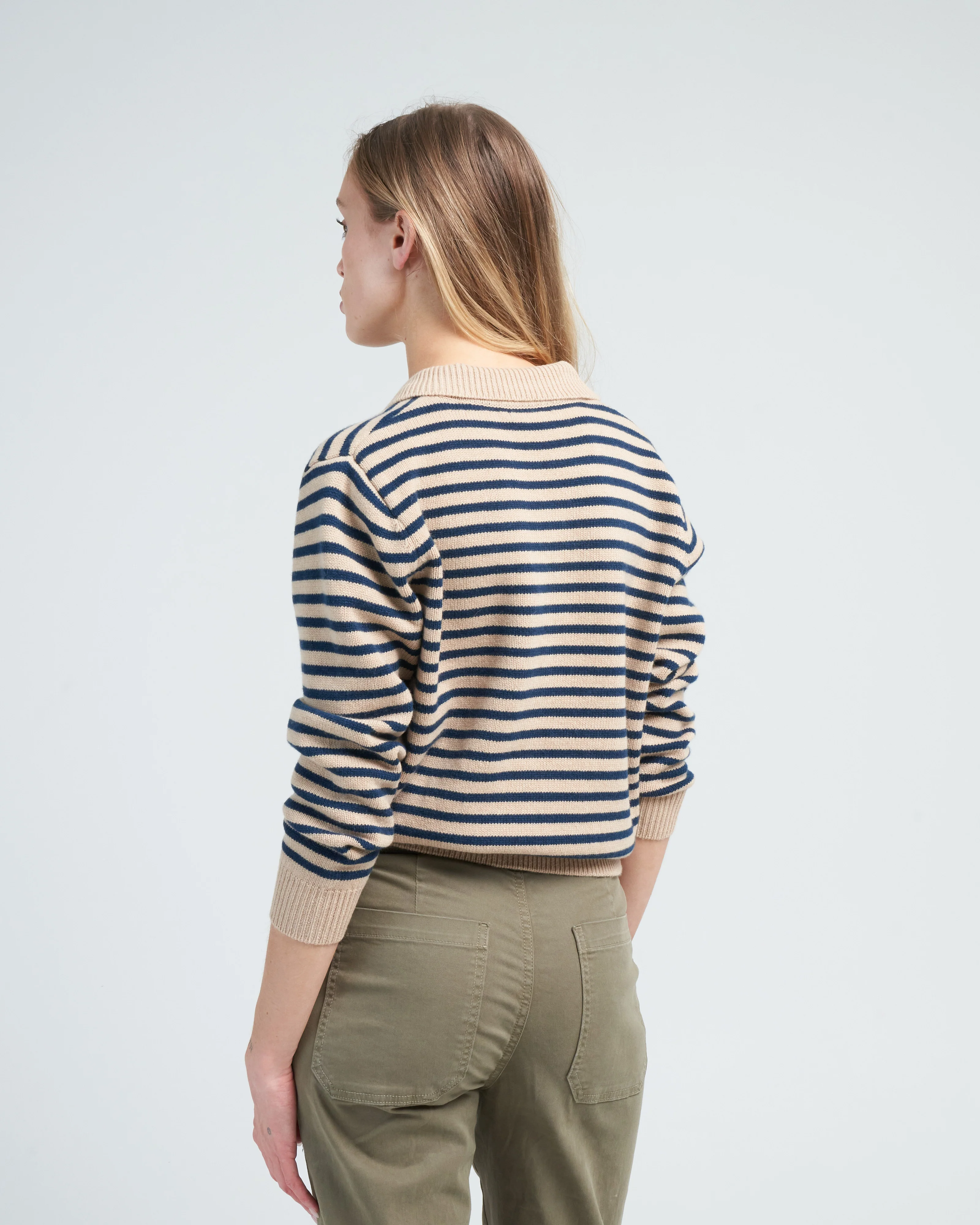 lucian stripe sweater - biscuit/dark indigo - Image 4