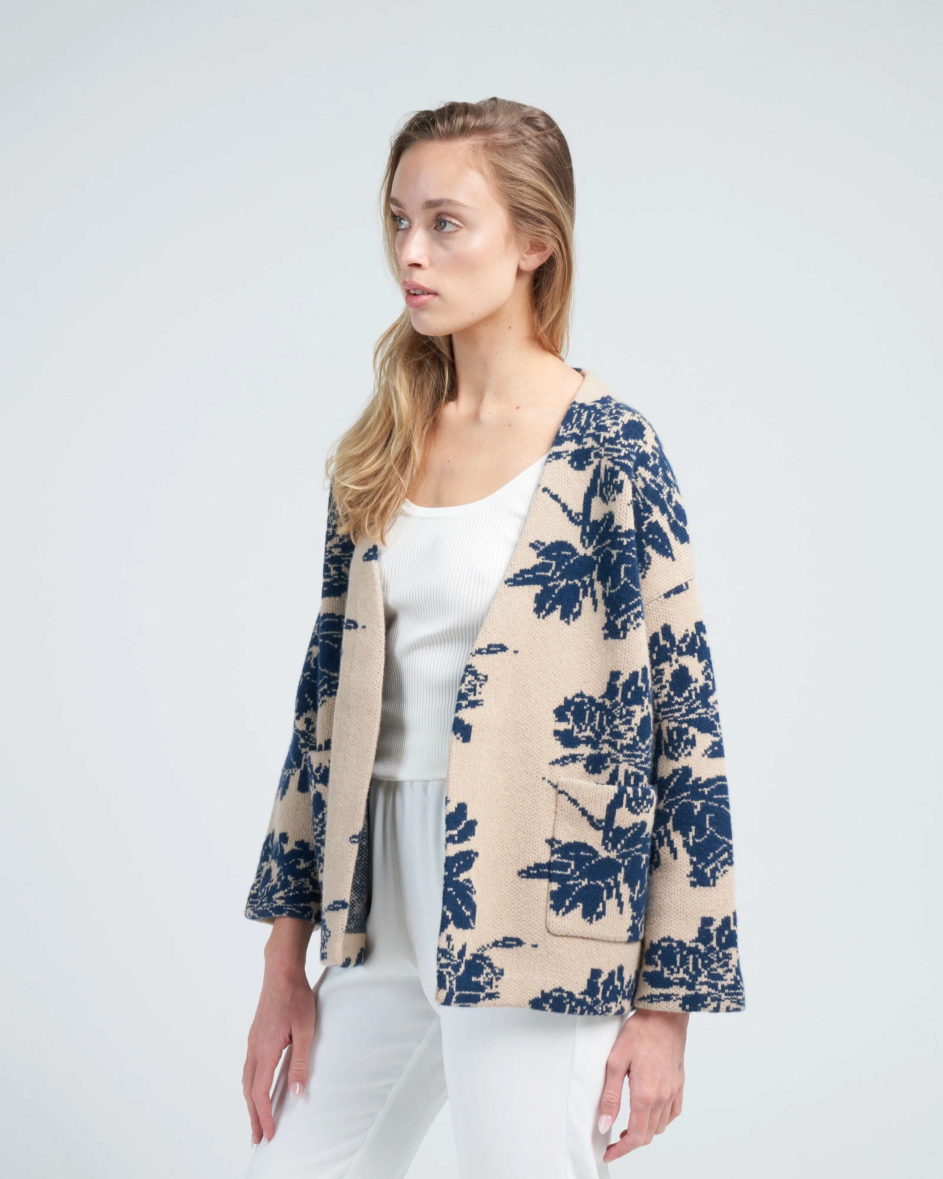 sonia cardigan - biscuit/dark indigo - Image 3