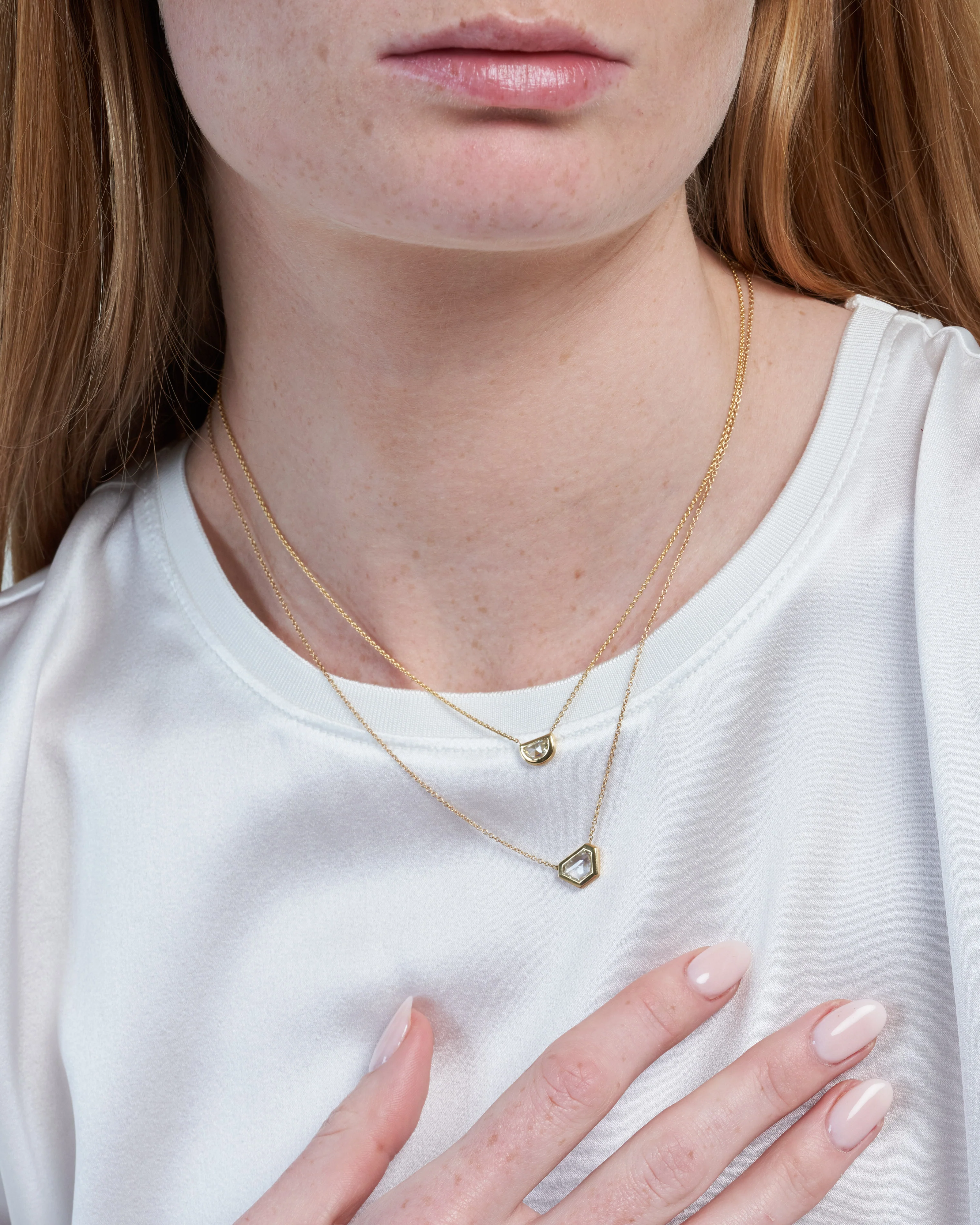 diamond shape necklace - half moon - Image 4