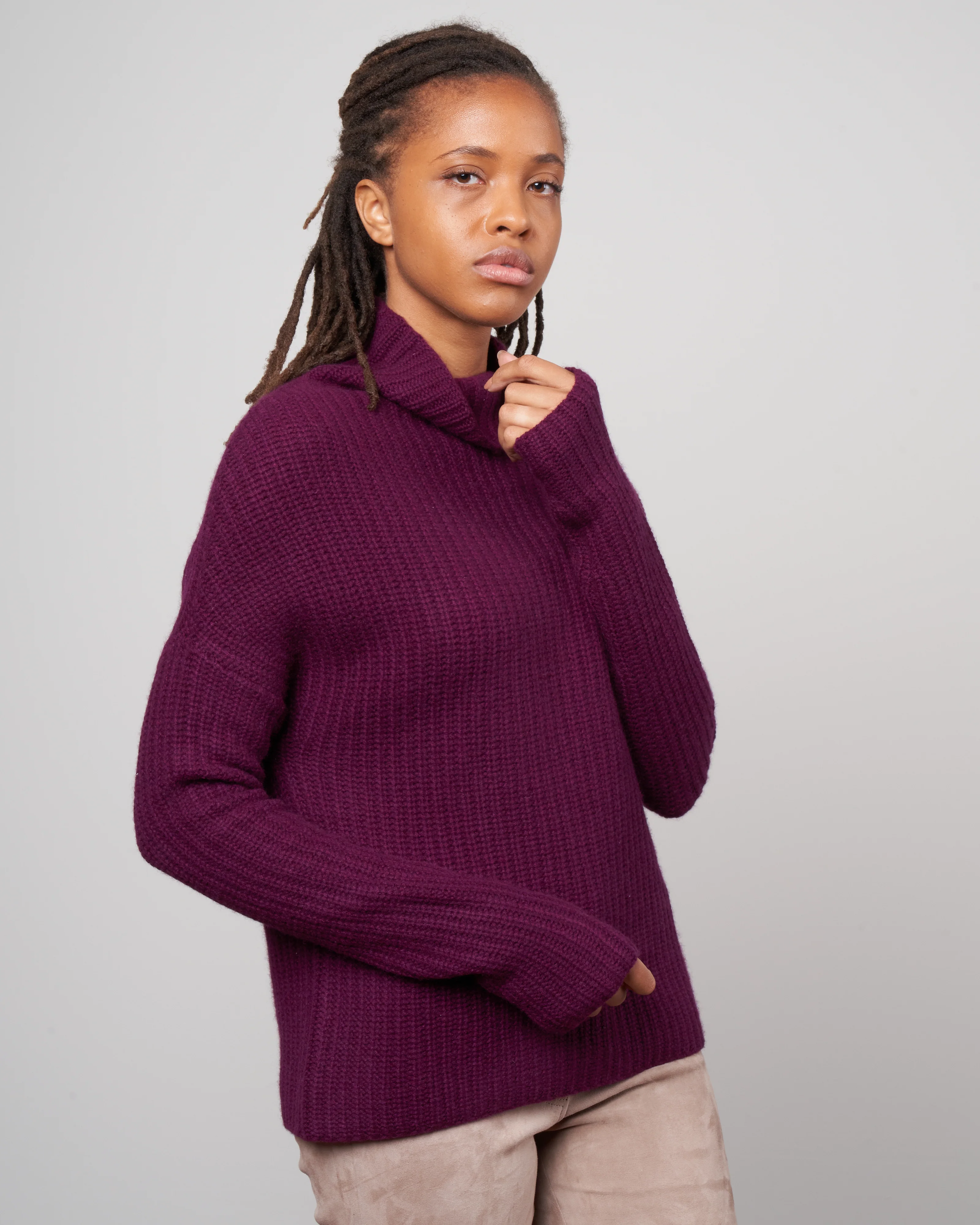 fishermans rib funnel neck - claret - Image 2