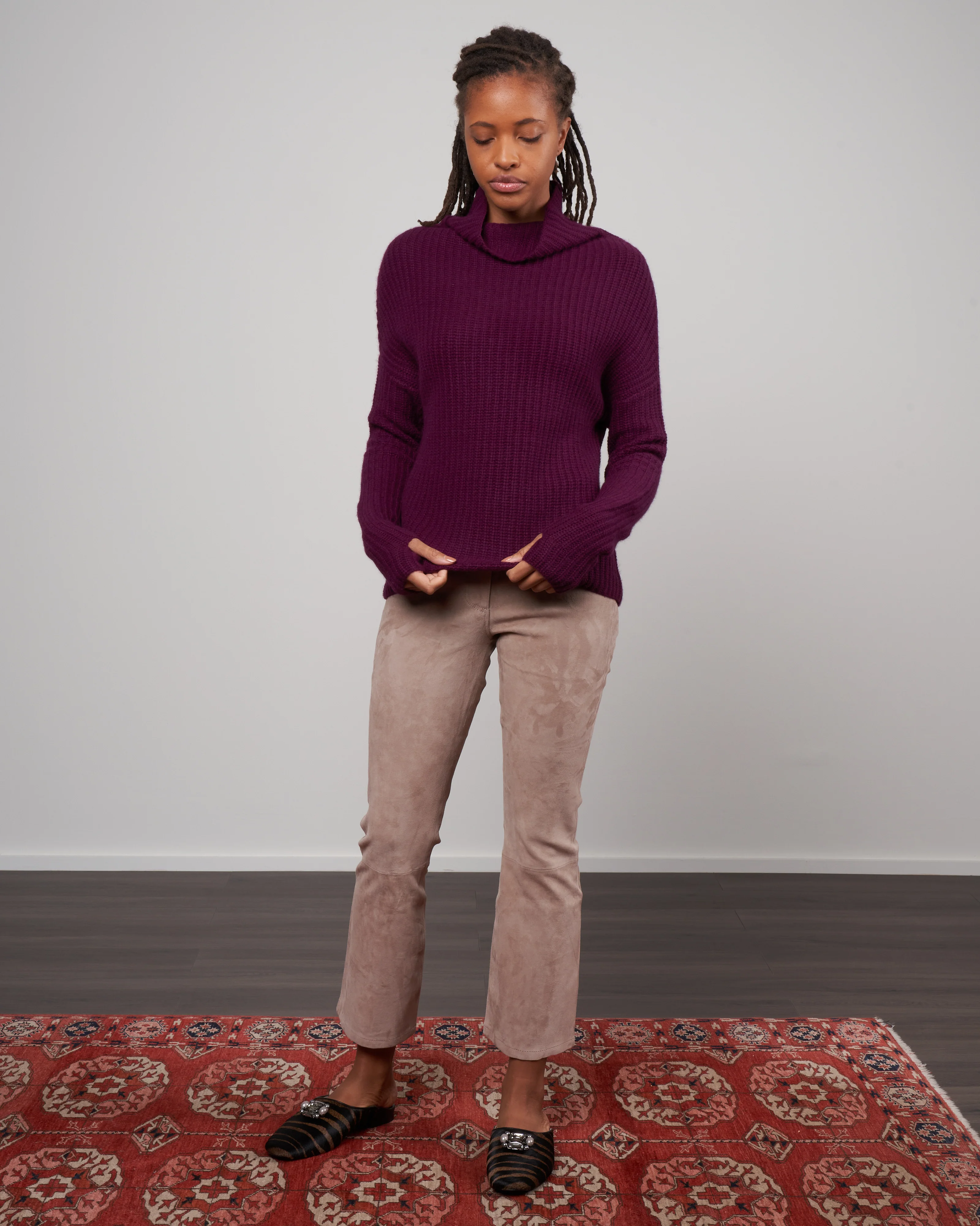 fishermans rib funnel neck - claret - Image 5