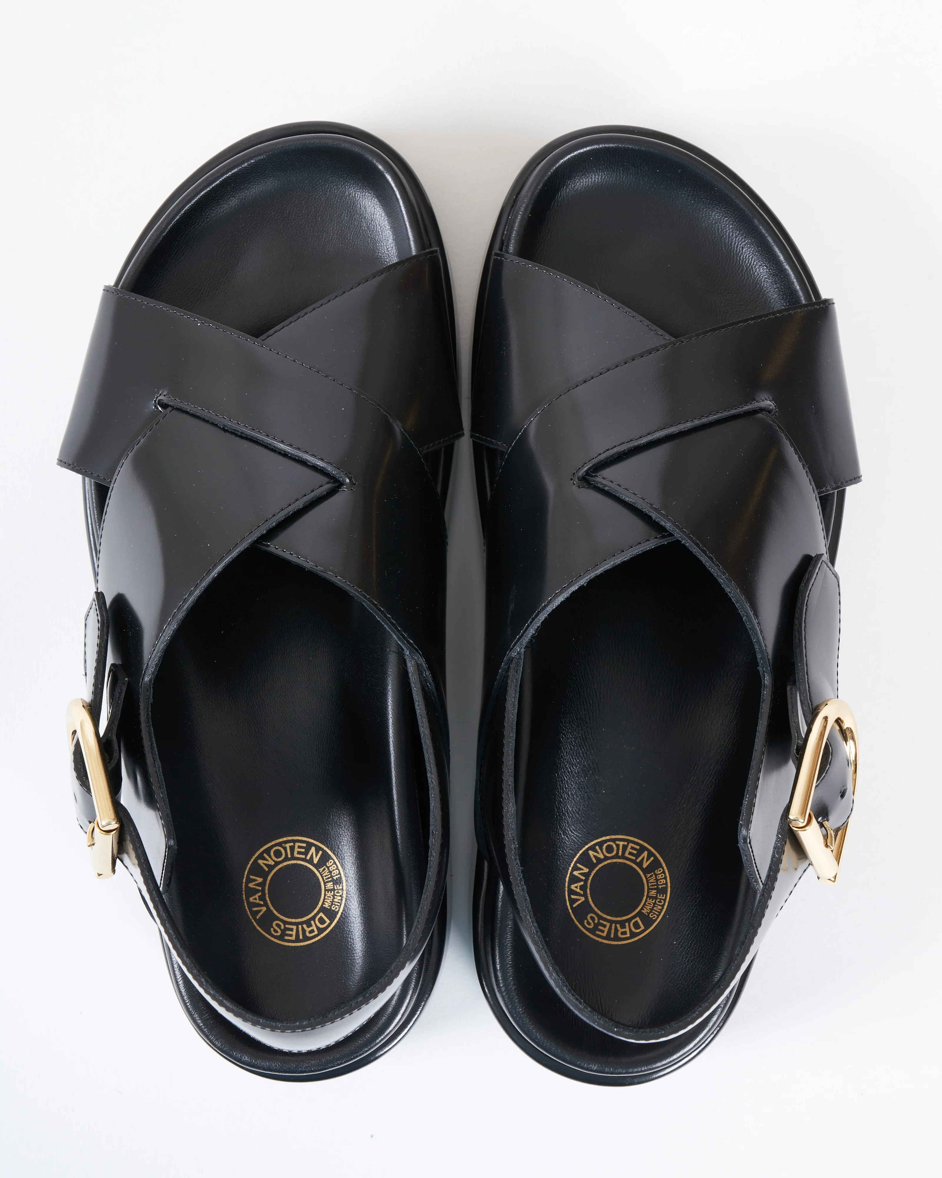 crisscross footbed sandal - black leather - Image 3